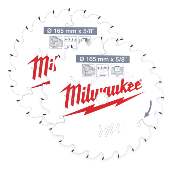 Set de 2 pânze circular 165x24T/24T, Milwaukee cod 4932479836 - BIG STORE (Dynamic Tools SRL)