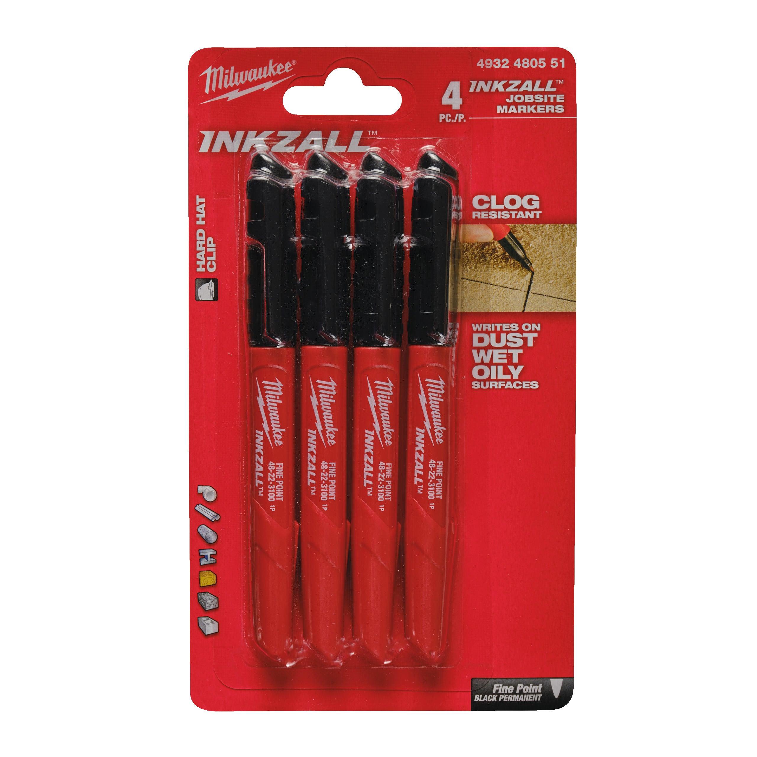 Set 4 markere Milwaukee INKZALL negre, cod 4932480551 - BIG STORE (Dynamic Tools SRL)