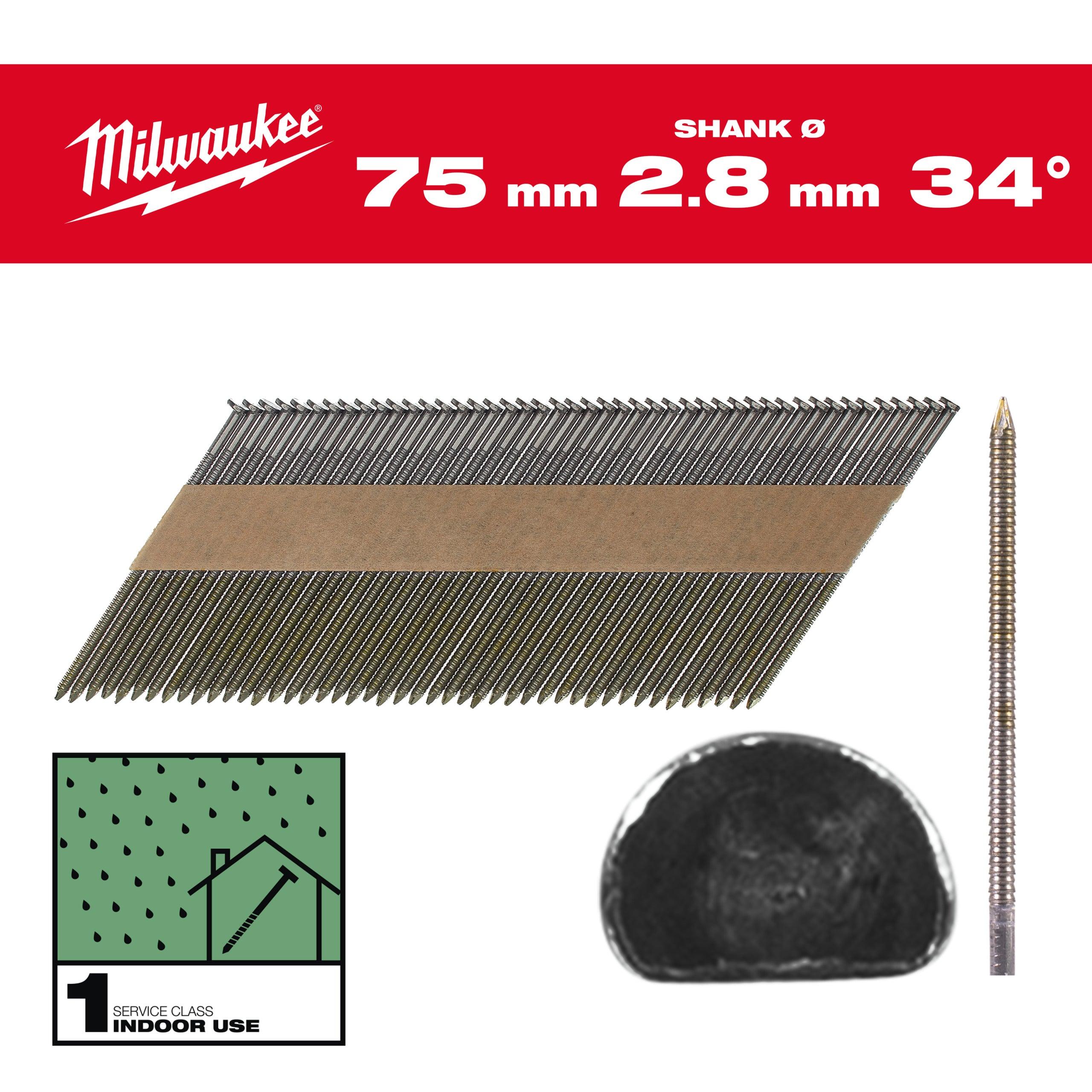 Cuie cap D, 34, 75mm, RS, 2,200 bucăți, Milwaukee, cod 4932492602 - BIG STORE (Dynamic Tools SRL)