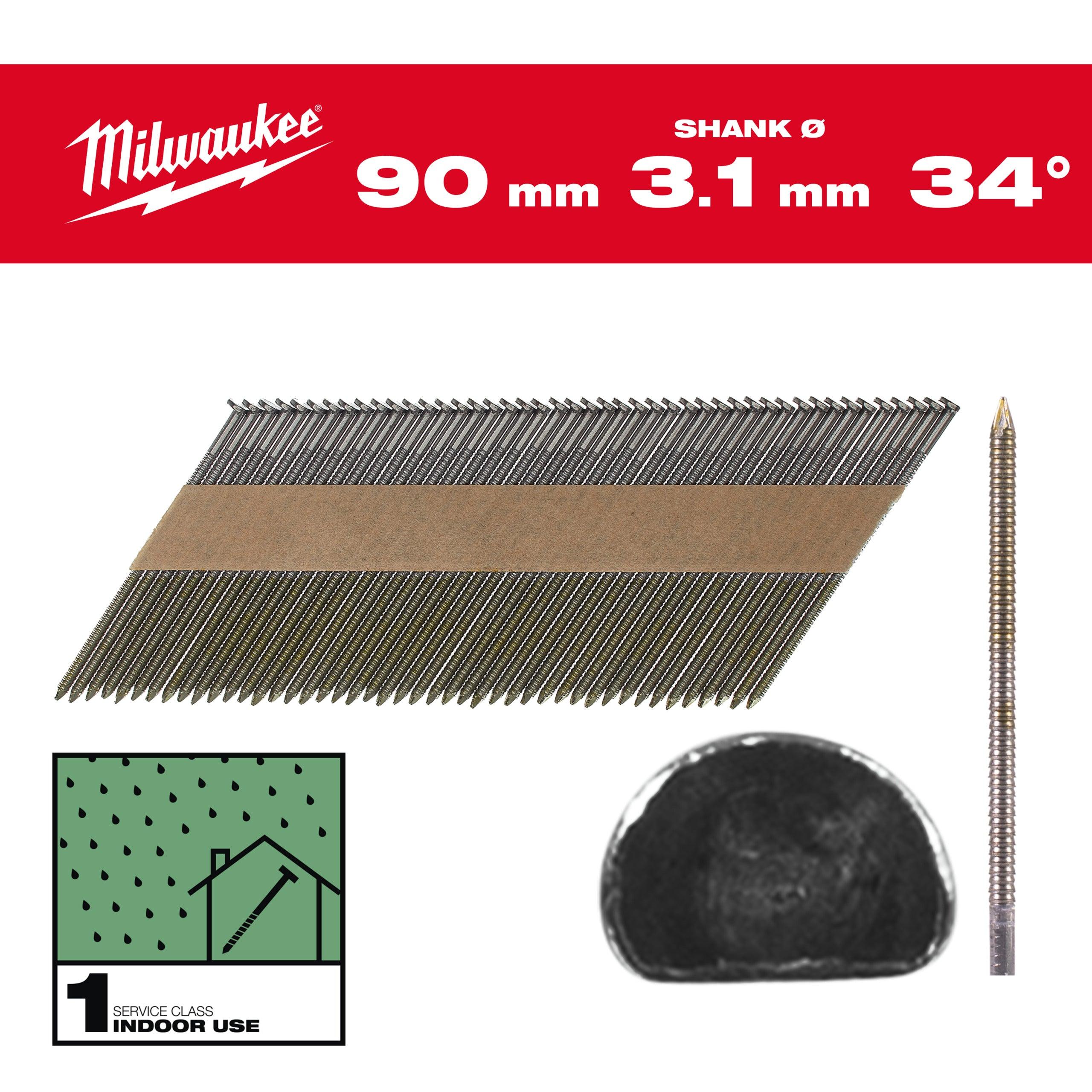 Cuie cap D, 34, 90mm, RS, 2,200 bucăți, Milwaukee, cod 4932492604