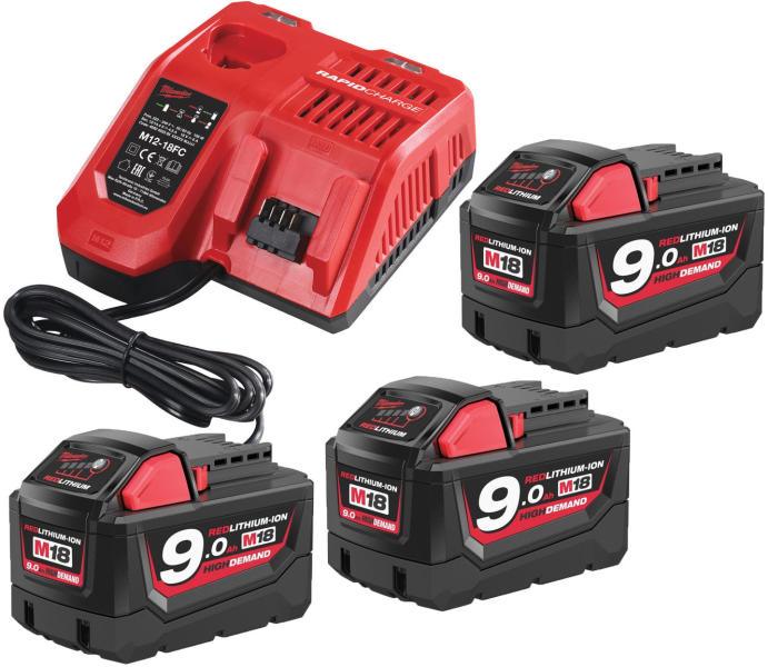 Set acumulatori și încărcător 18V, Milwaukee M18NRG-903, cod 4933459219 - BIG STORE (Dynamic Tools SRL)