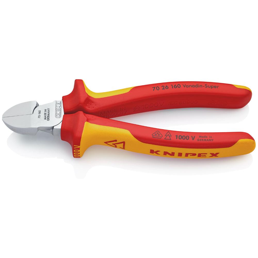 Clește șfic VDE 160 mm cu tăiș prelungit, Knipex 7026160 - BIG STORE (Dynamic Tools SRL)
