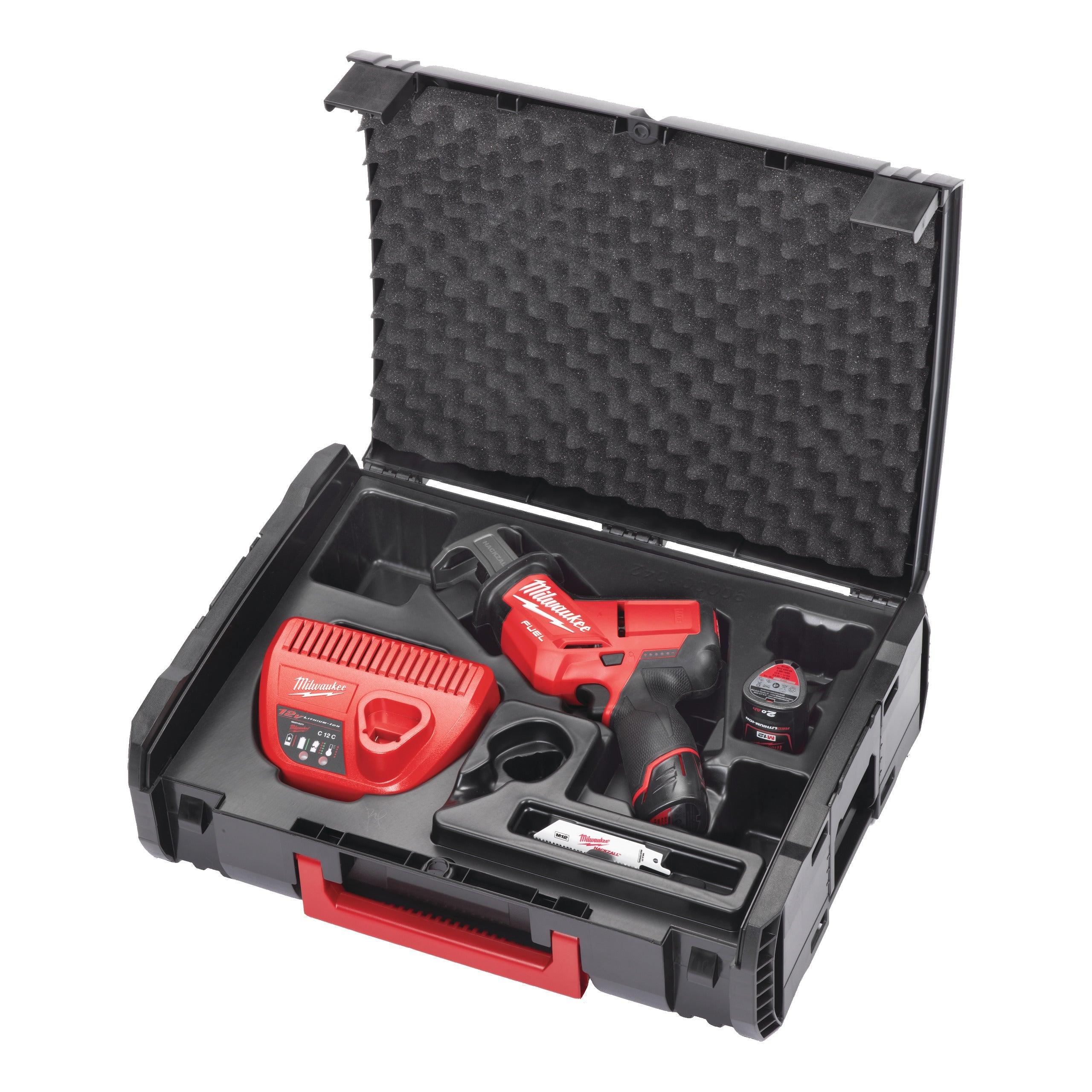 Fierăstrău sabie HACKZALL™ M12 FUEL™ subcompact Milwaukee M12CHZ-202X, cod 4933447738, 2 x M12 B2 acumulator, C12 C încărcător, cutie HD - BIG STORE (Dynamic Tools SRL)