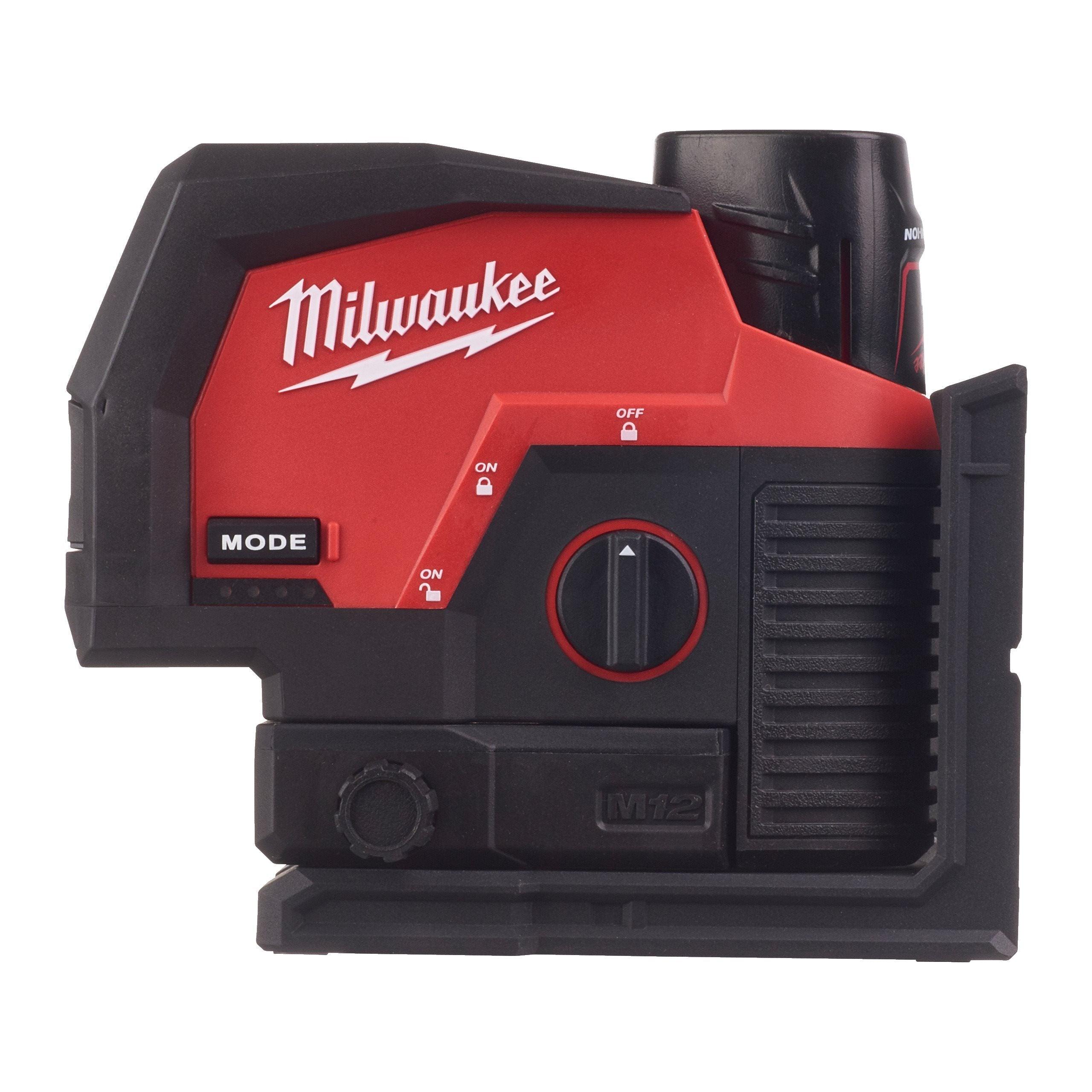 Nivelă laser 12V, fascicul verde, linie transversală, funcție fir cu plumb, Milwaukee M12 CLLP-301C, cod 4933478100, 1 x acumulator M12 B3, 1 x încărcător C12 C, Kitbox - BIG STORE (Dynamic Tools SRL)