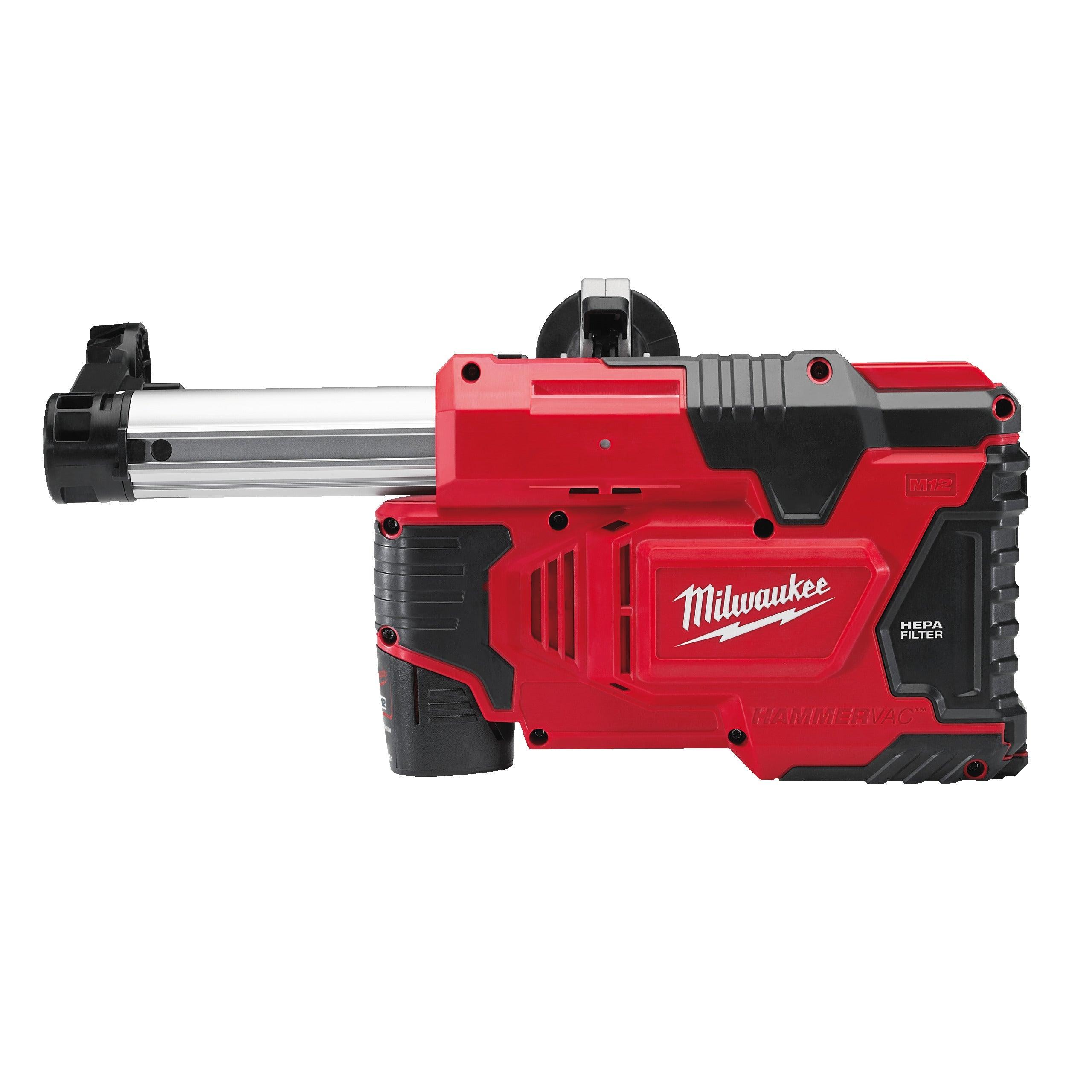 Aspirator universal pentru ciocane rotopercutoare M12™ Milwaukee M12DE-201X, cod 4933443003, 1 x M12 B2 acumulator, C12 C încărcător, cutie HD - BIG STORE (Dynamic Tools SRL)