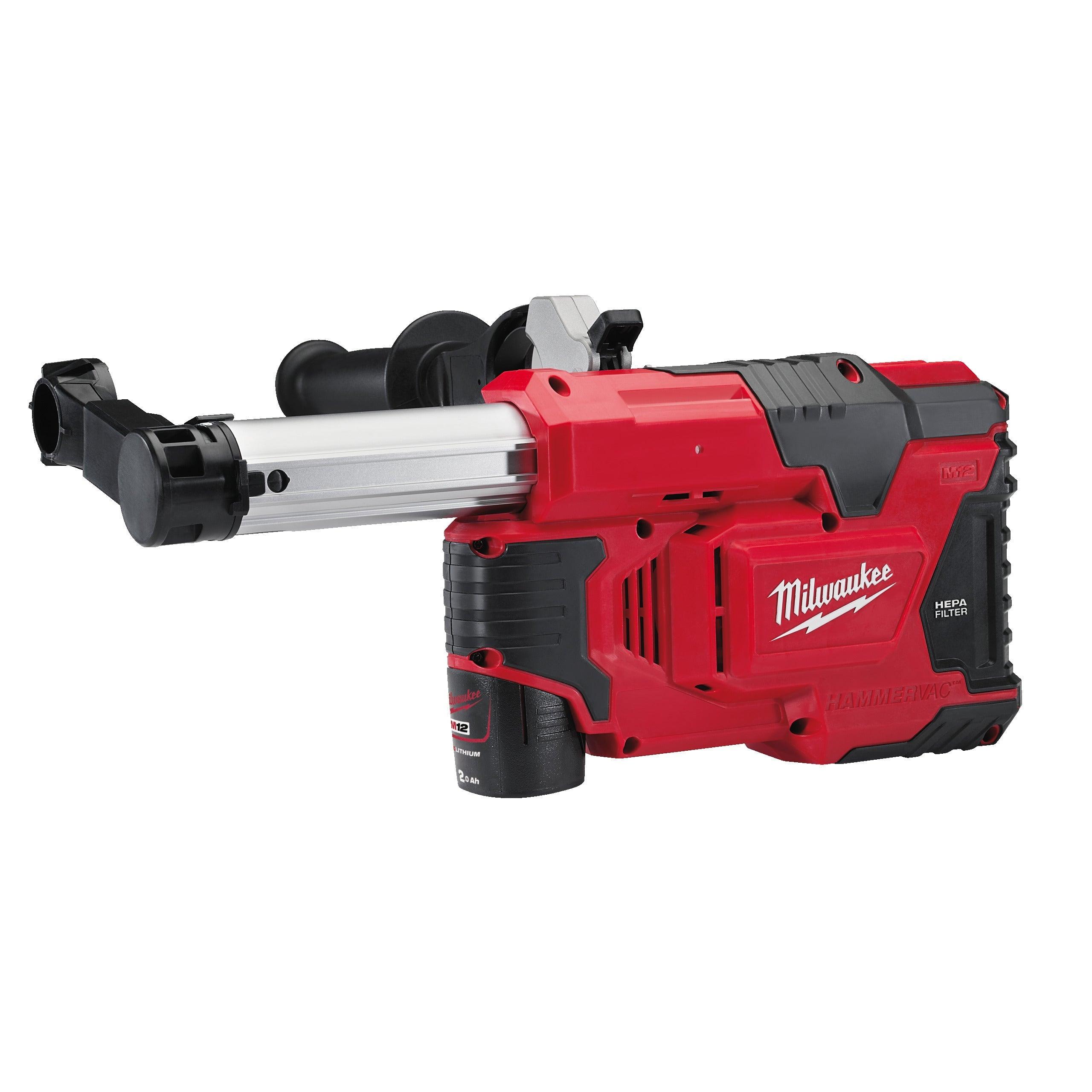 Aspirator universal pentru ciocane rotopercutoare M12™ Milwaukee M12DE-201X, cod 4933443003, 1 x M12 B2 acumulator, C12 C încărcător, cutie HD - BIG STORE (Dynamic Tools SRL)