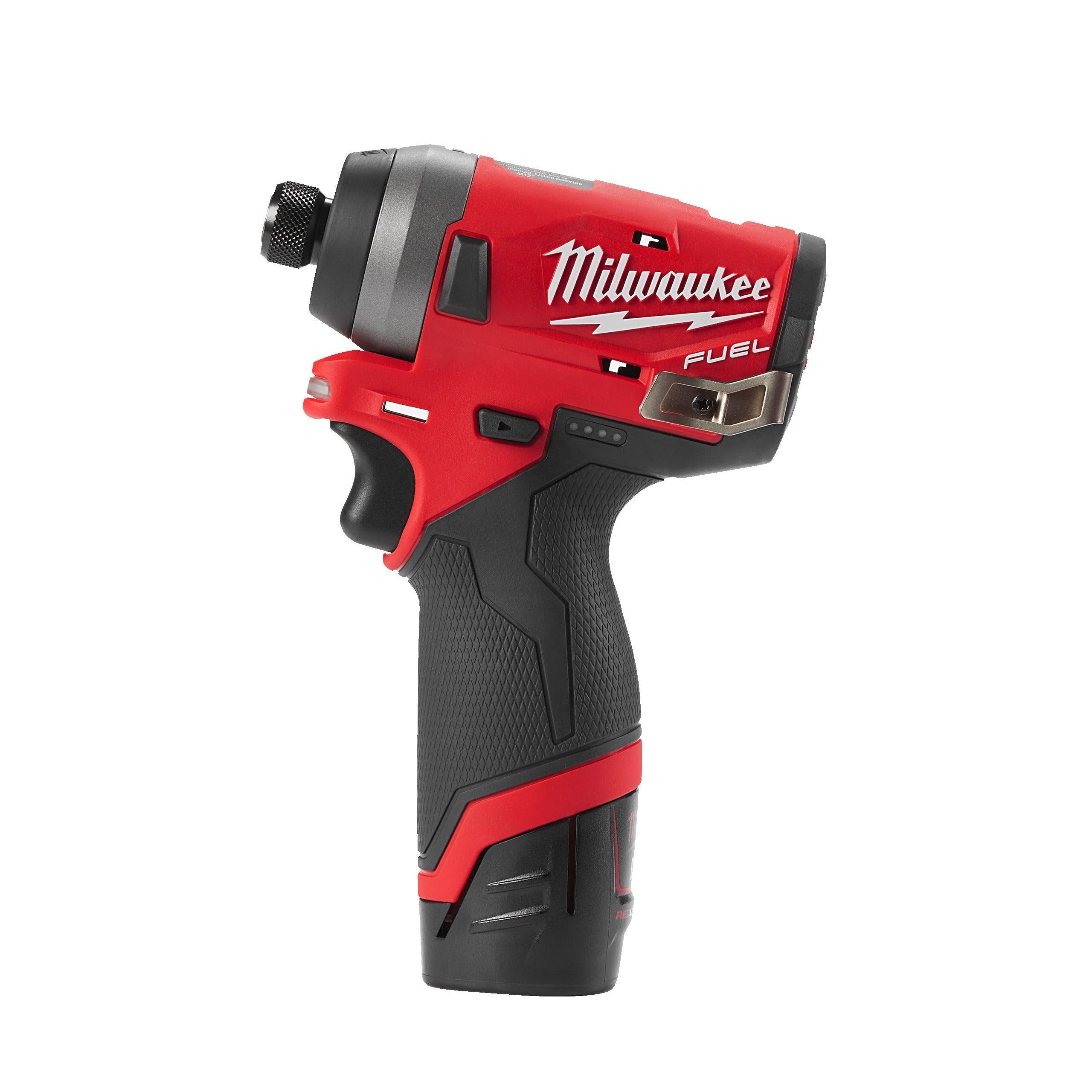 Mașină de înșurubat cu impact Milwaukee 1/4″ Hex 147Nm 12V M12FID-202X, M12 FUEL™ subcompactă, cod 4933459823, 2 x M12 B2 acumulator, C12 C încărcător, cutie HD - BIG STORE (Dynamic Tools SRL)