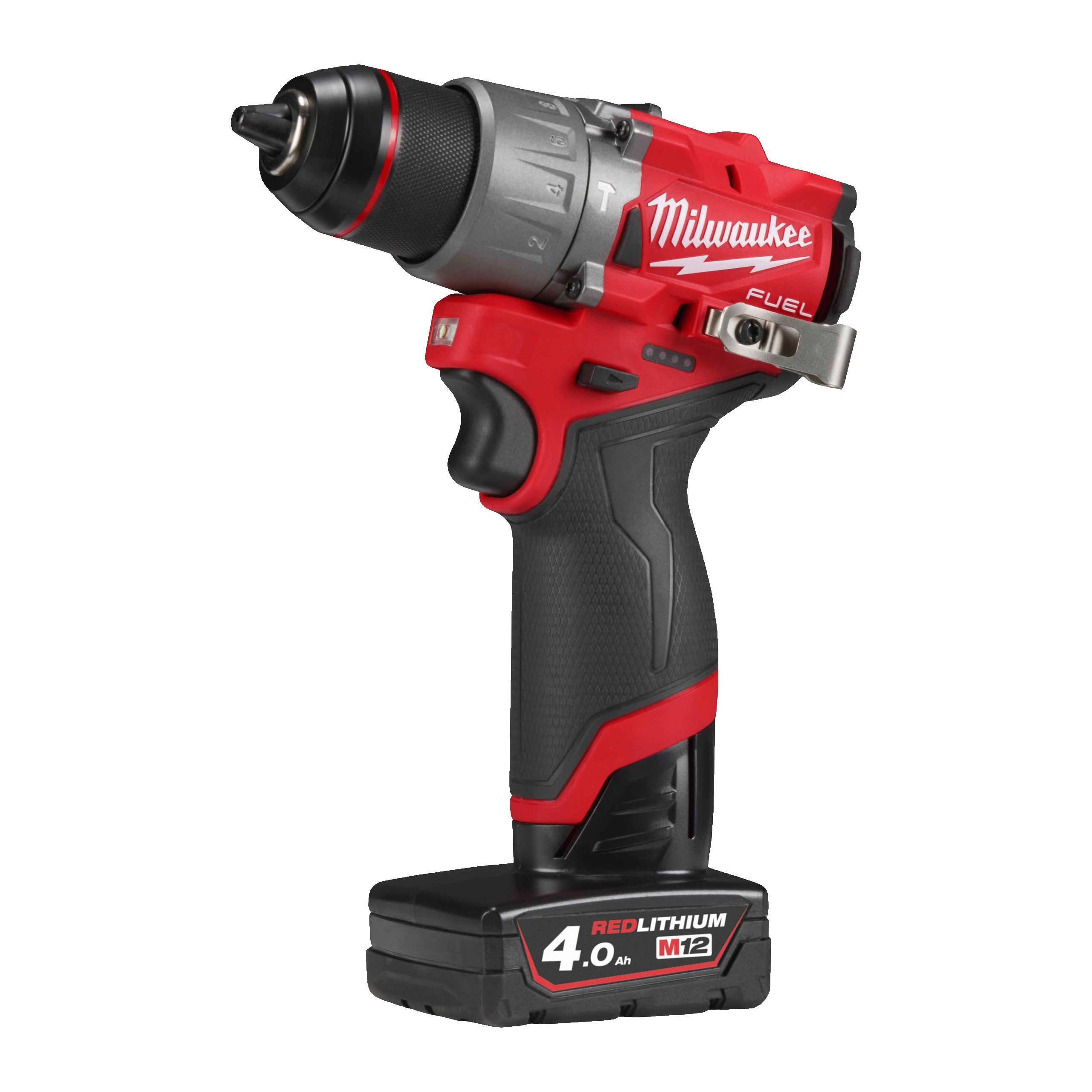 Mașină de găurit/înșurubat Milwaukee M12FPD2-402X, cu percuție M12 FUEL™ subcompactă, 2 x acumulator M12 B4, 1 x încărcător C12 C, 1 x cutie HD, cod 4933479869 - BIG STORE (Dynamic Tools SRL)