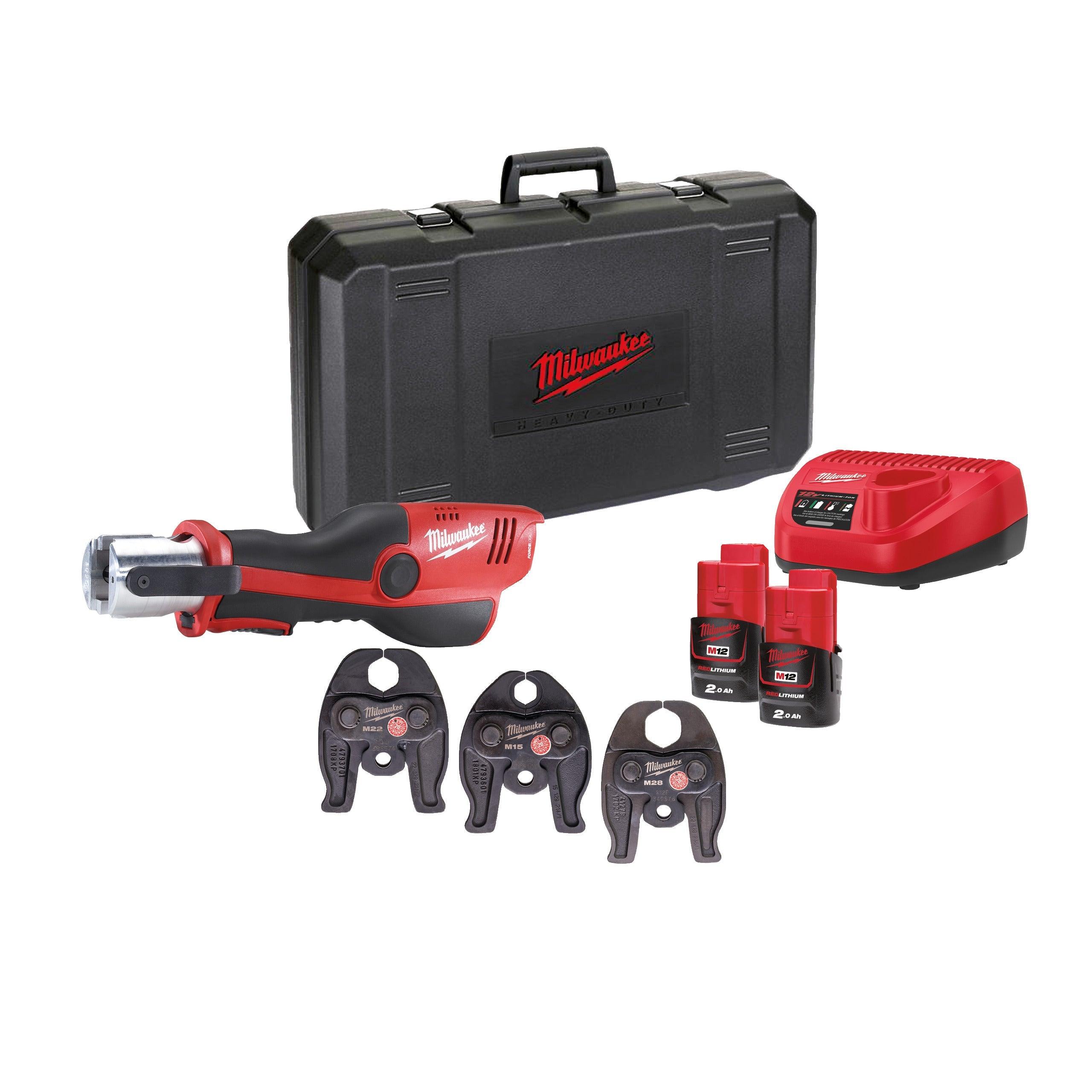 Presă hidraulică M12™ Force Logic™ subcompactă Milwaukee M12HPT-202C, cod 4933443105, 2 x M12 B2 acumulator, C12 C încărcător, cutie plastic - BIG STORE (Dynamic Tools SRL)