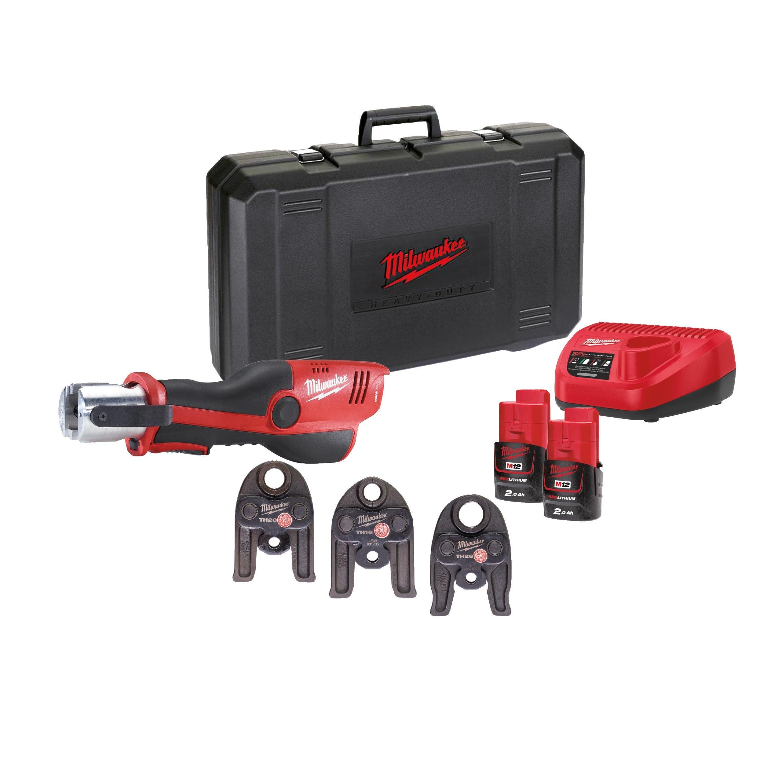 Presă hidraulică M12™ Force Logic™ subcompactă Milwaukee M12HPT-202C, cod 4933443105, 2 x M12 B2 acumulator, C12 C încărcător, cutie plastic - BIG STORE (Dynamic Tools SRL)