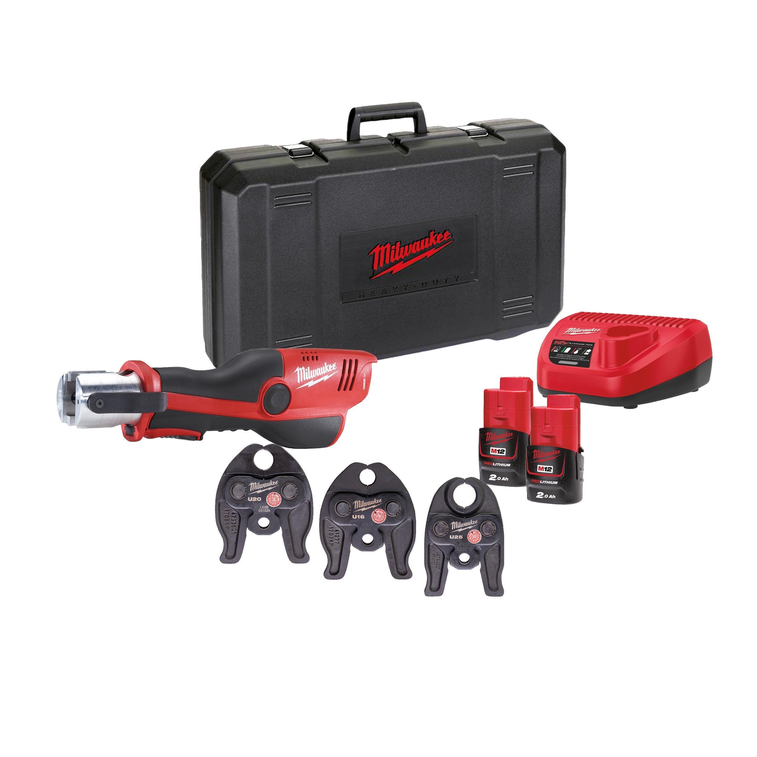 Presă hidraulică M12™ Force Logic™ subcompactă Milwaukee M12HPT-202CV-SET2, cod 4933459382, 2 x M12 B2 acumulator, C12 C încărcător, cutie plastic - BIG STORE (Dynamic Tools SRL)