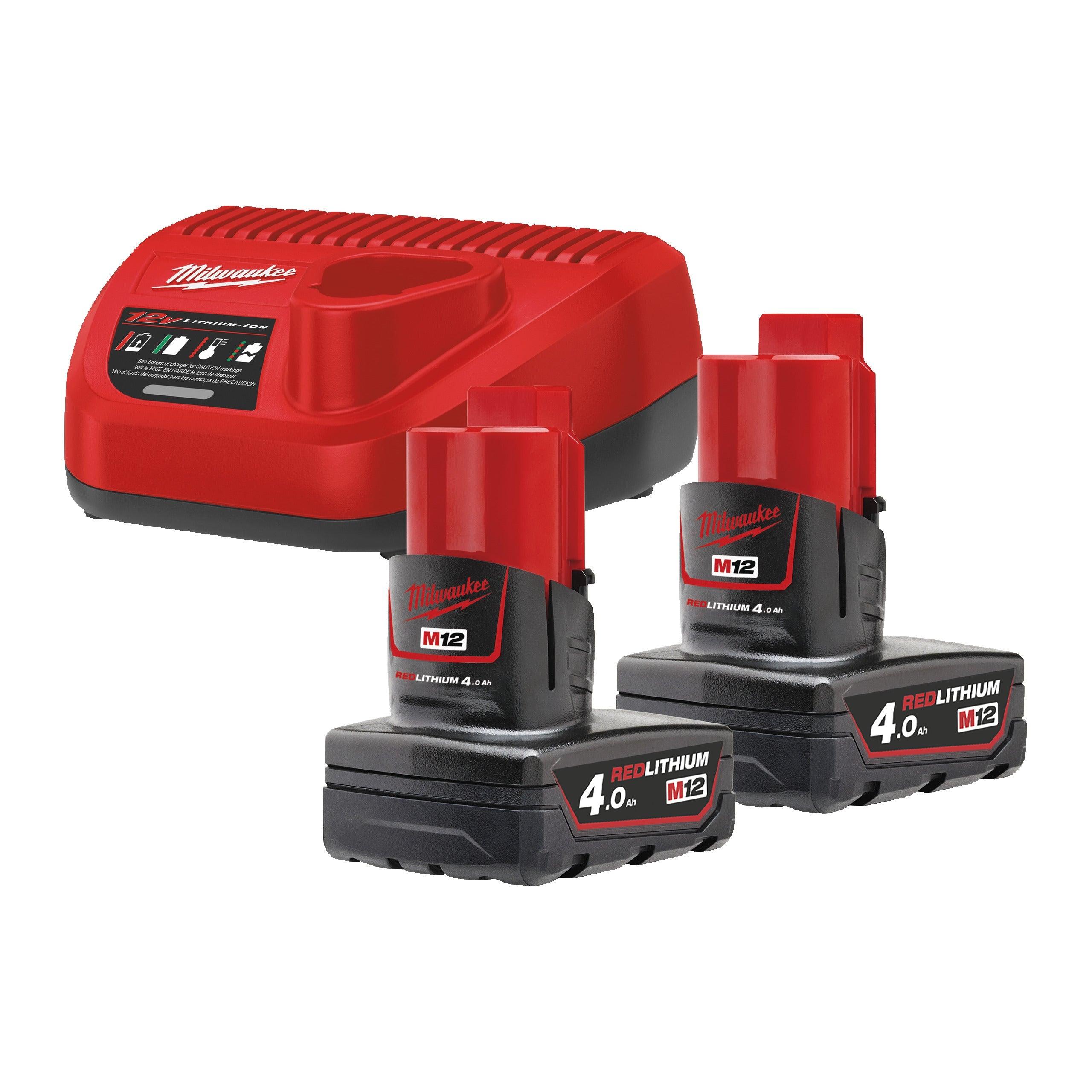 Set acumulatori și încărcător 12V, Milwaukee M12NRG-402, cod 4933459211 - BIG STORE (Dynamic Tools SRL)