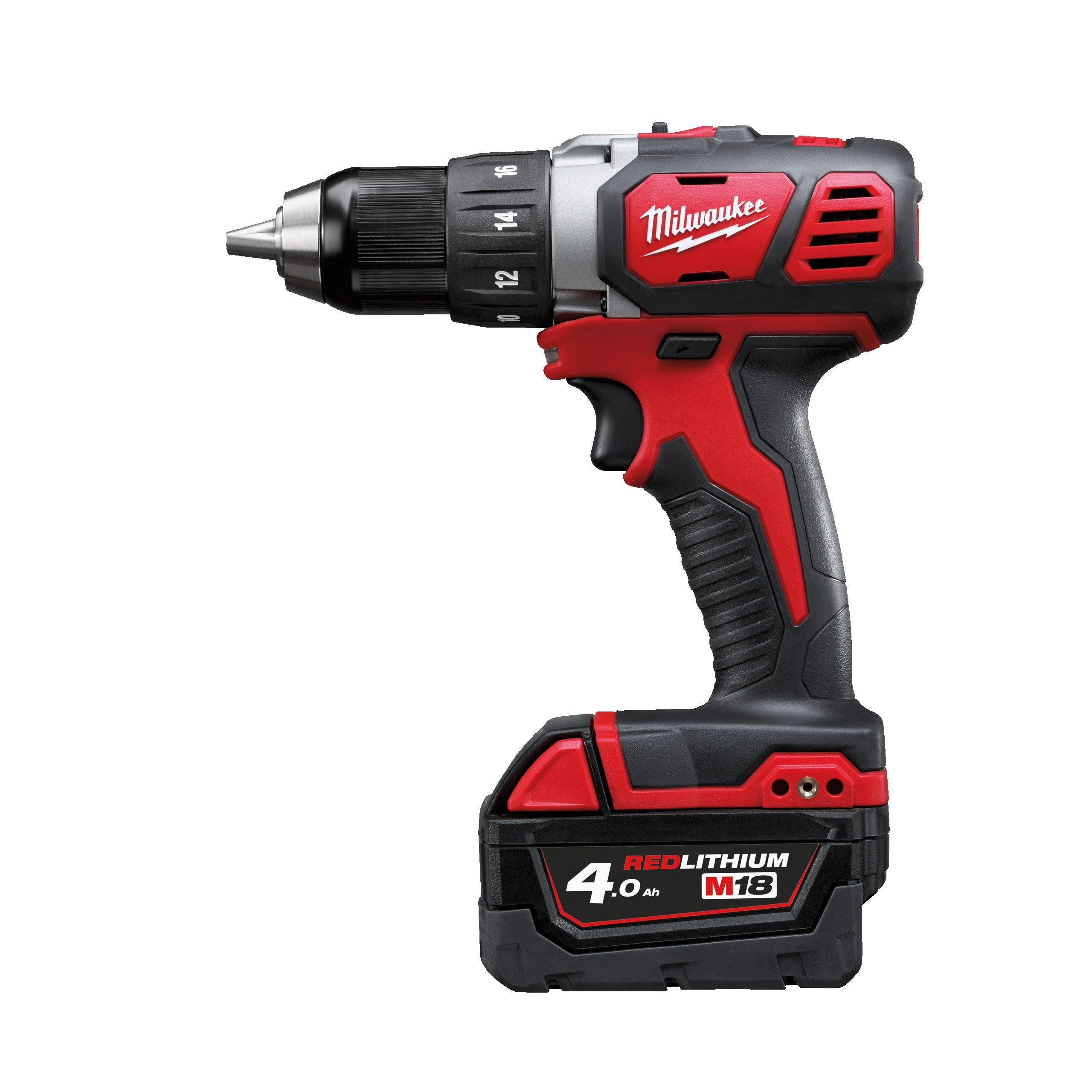 Mașină de găurit compactă M18™ Milwaukee M18BDD-402C, cod 4933443565, 2 x M18 B4 acumulator, M12-18 C încărcător, cutie plastic - BIG STORE (Dynamic Tools SRL)