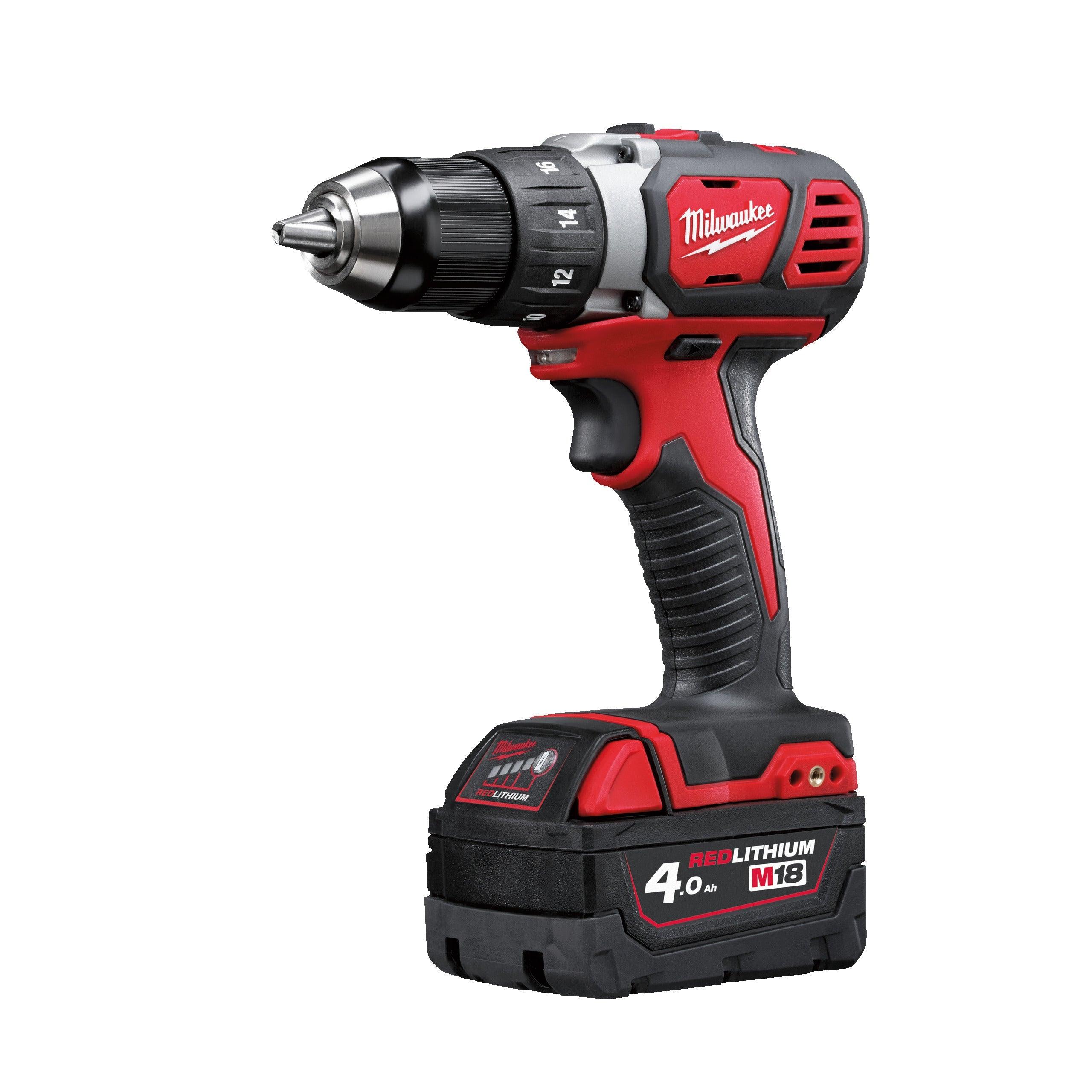 Mașină de găurit compactă M18™ Milwaukee M18BDD-402C, cod 4933443565, 2 x M18 B4 acumulator, M12-18 C încărcător, cutie plastic - BIG STORE (Dynamic Tools SRL)