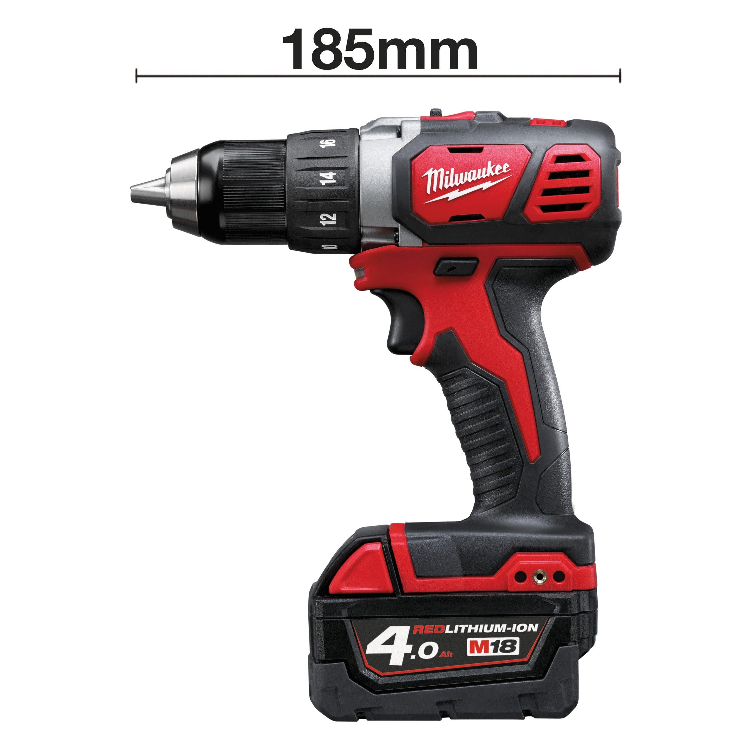 Mașină de găurit compactă M18™ Milwaukee M18BDD-402C, cod 4933443565, 2 x M18 B4 acumulator, M12-18 C încărcător, cutie plastic - BIG STORE (Dynamic Tools SRL)