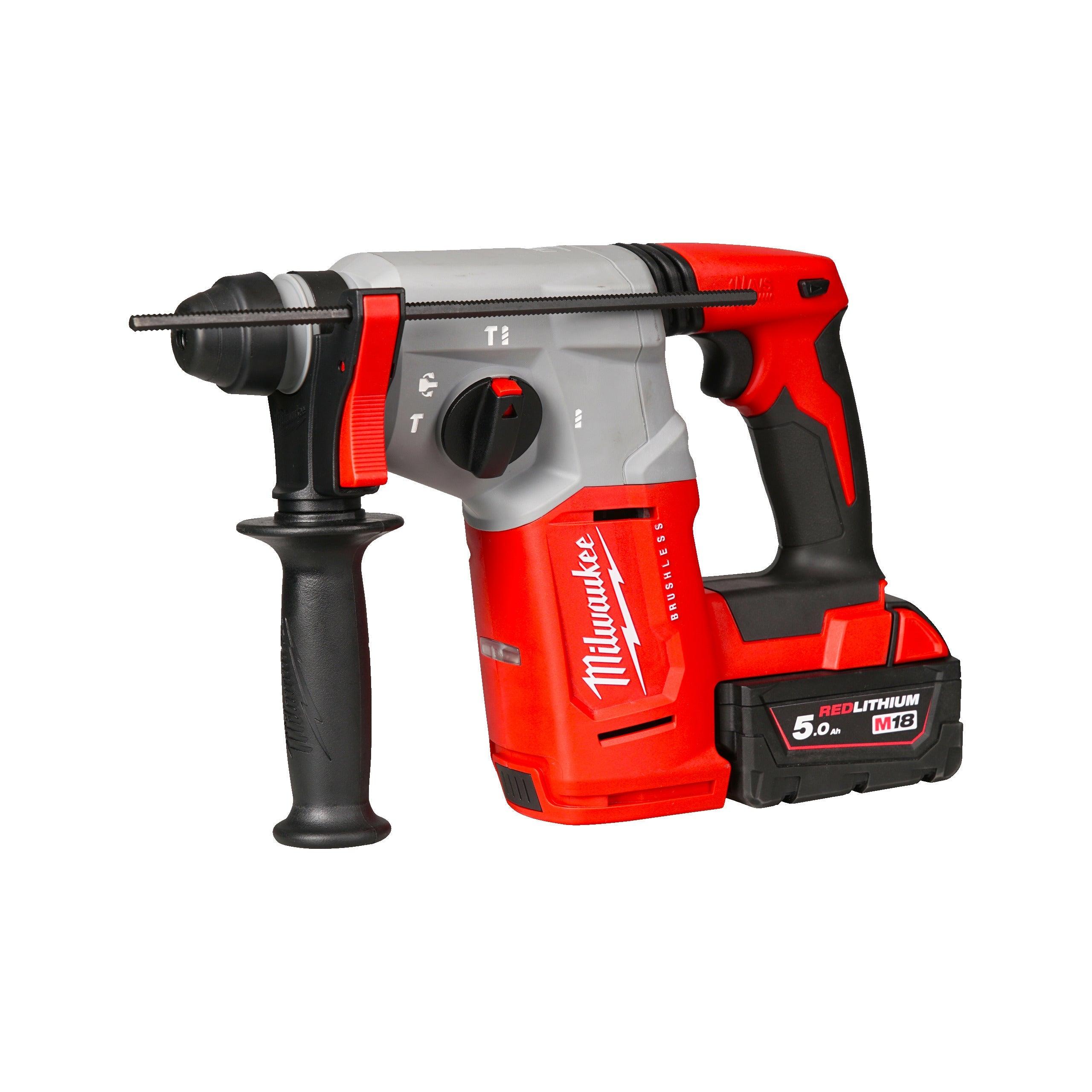 Ciocan rotopercutor SDS-Plus 26 mm fără perii cu 4 funcții M18™ Milwaukee M18BLH-502X, cod 4933478894, 2 x M18 B5 acumulator, M12-18 FC încărcător, cutie HD - BIG STORE (Dynamic Tools SRL)
