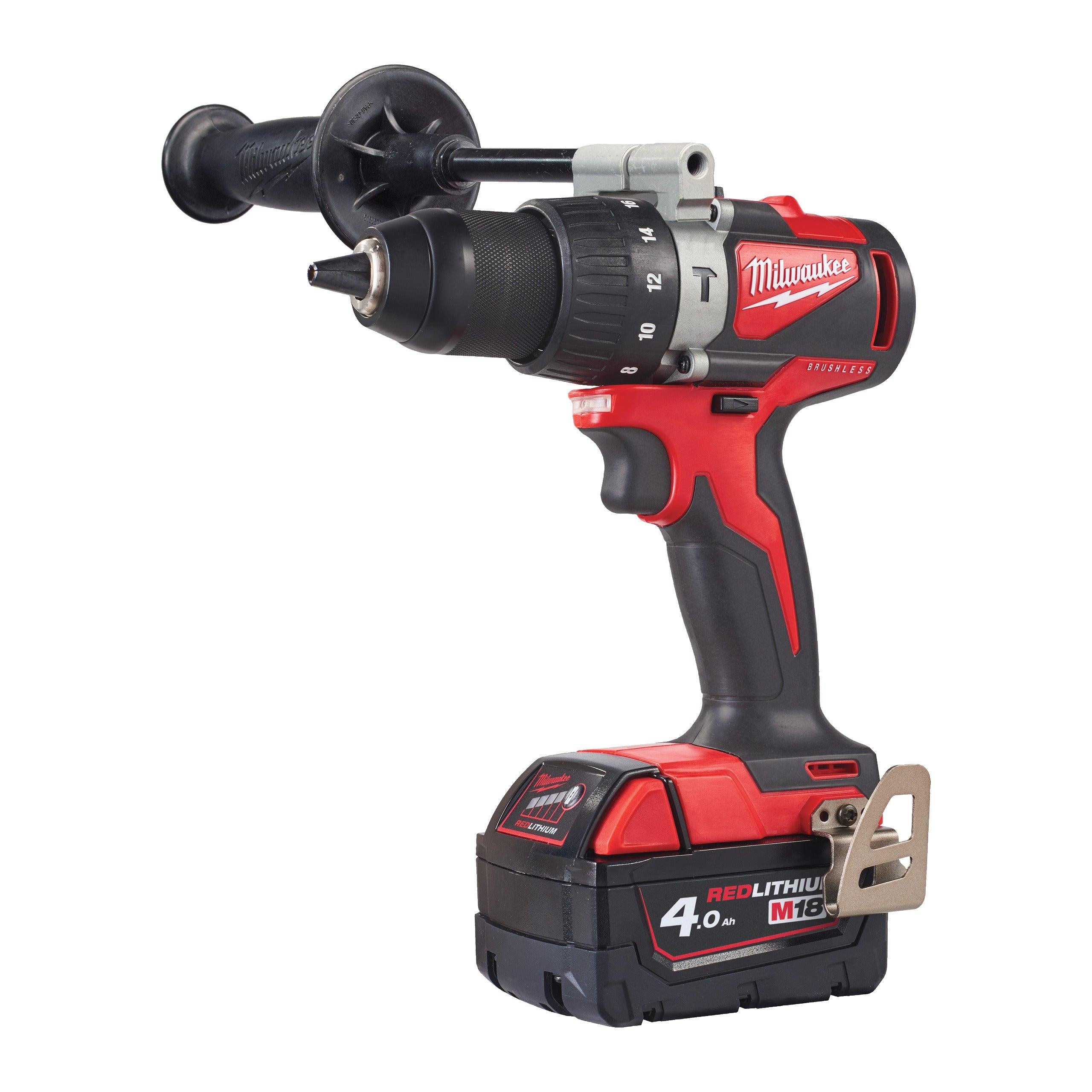 Mașină de găurit cu percuție, cu motor fără perii M18™ Milwaukee M18BLPD2-402X, cod 4933464560, 2 x M18 B4 acumulator, M12-18 FC încărcător, cutie HD - BIG STORE (Dynamic Tools SRL)