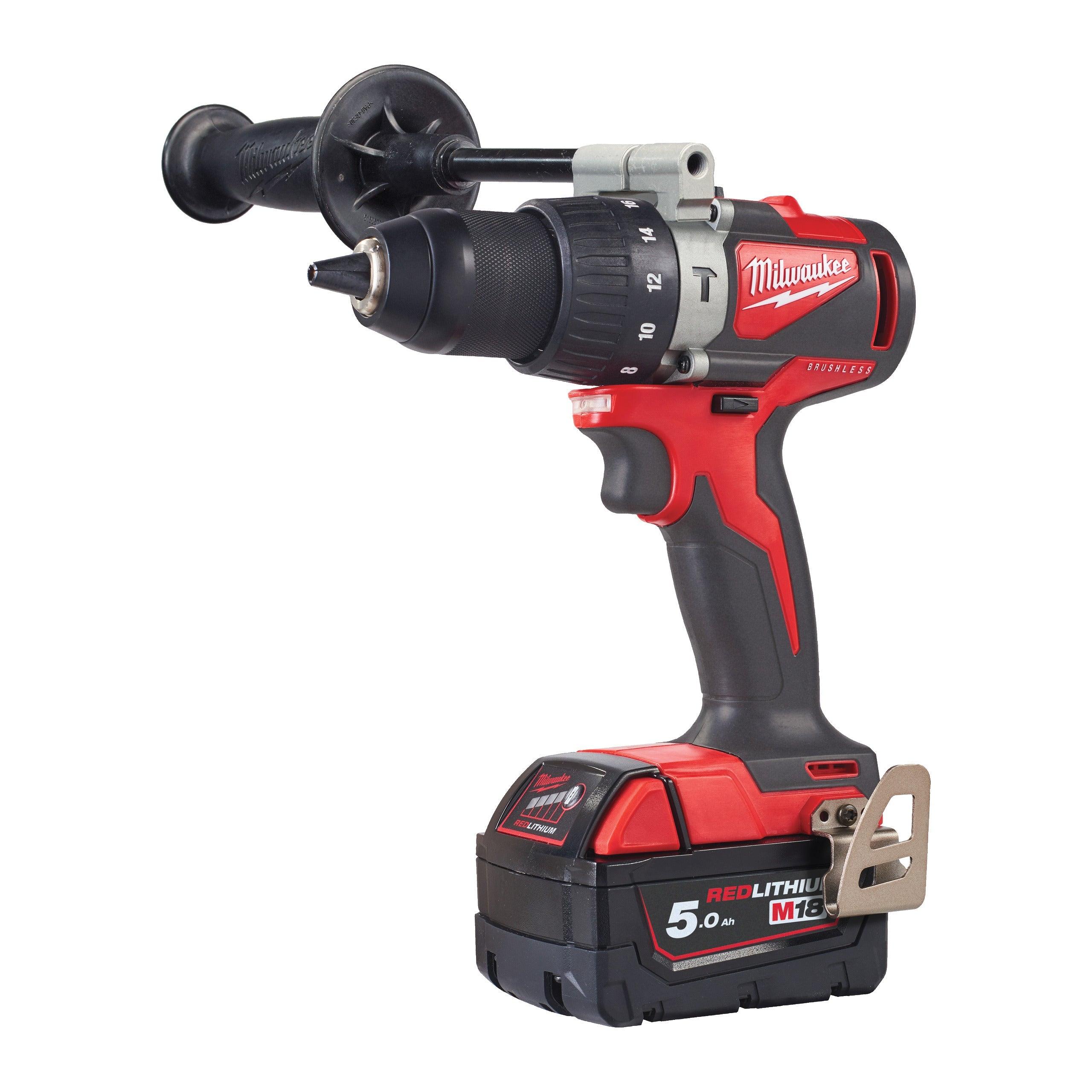 Mașină de găurit cu percuție, cu motor fără perii M18™ Milwaukee M18BLPD2-502X, cod 4933464517, 2 x M18 B5 acumulator, M12-18 FC încărcător, cutie HD - BIG STORE (Dynamic Tools SRL)