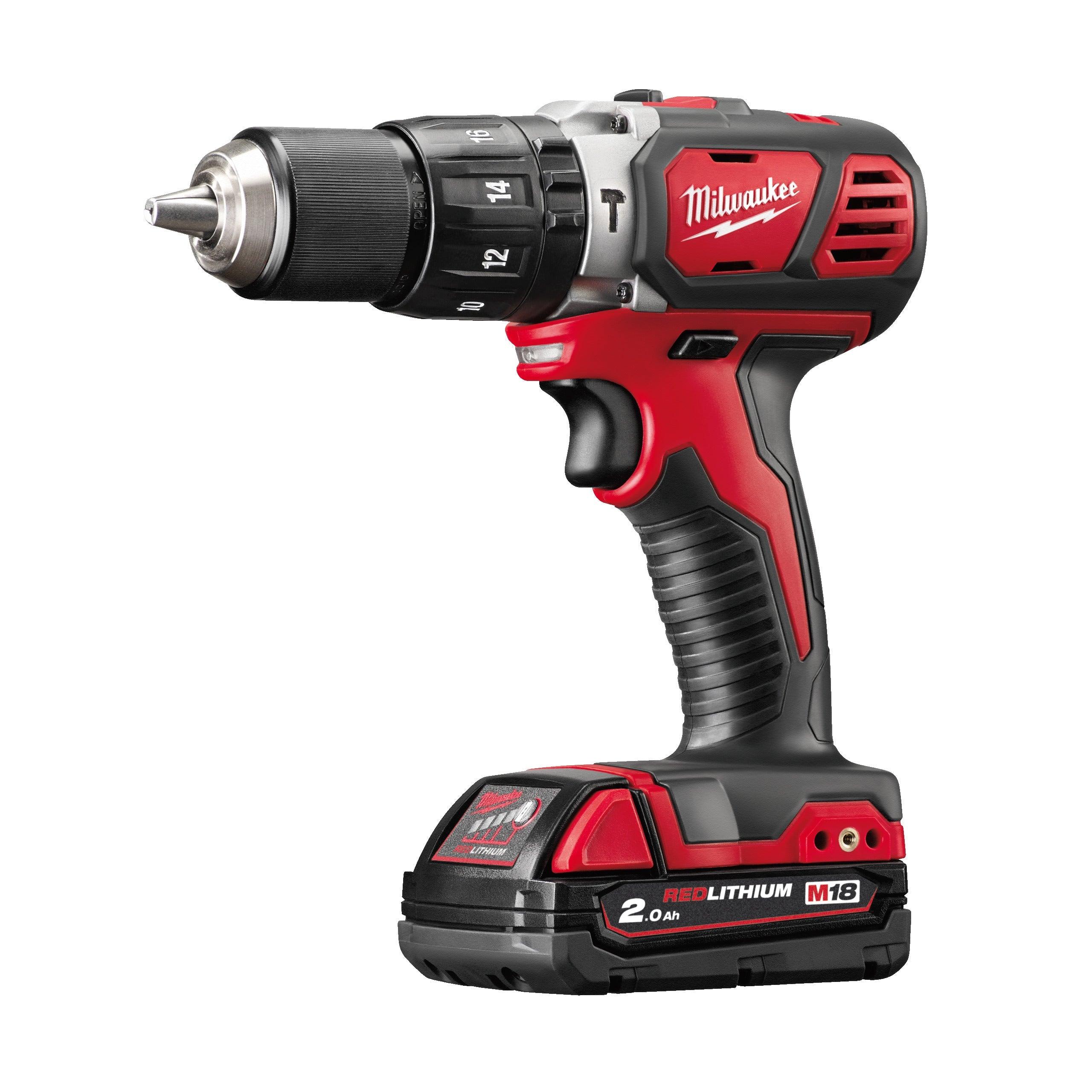 Mașină de găurit cu percuție compactă M18™ Milwaukee M18BPD-202C, cod 4933443515, 2 x M18 B2 acumulator, M12-18 C încărcător, cutie plastic - BIG STORE (Dynamic Tools SRL)
