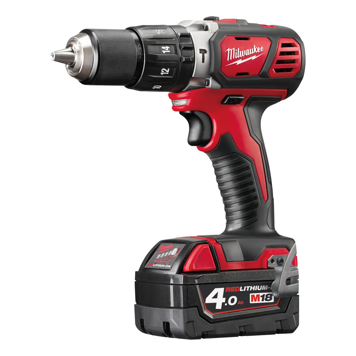Mașină de găurit cu percuție compactă M18™ Milwaukee M18BPD-402C, cod 4933443520, 2 x M18 B4 acumulator, M12-18 C încărcător, cutie plastic - BIG STORE (Dynamic Tools SRL)