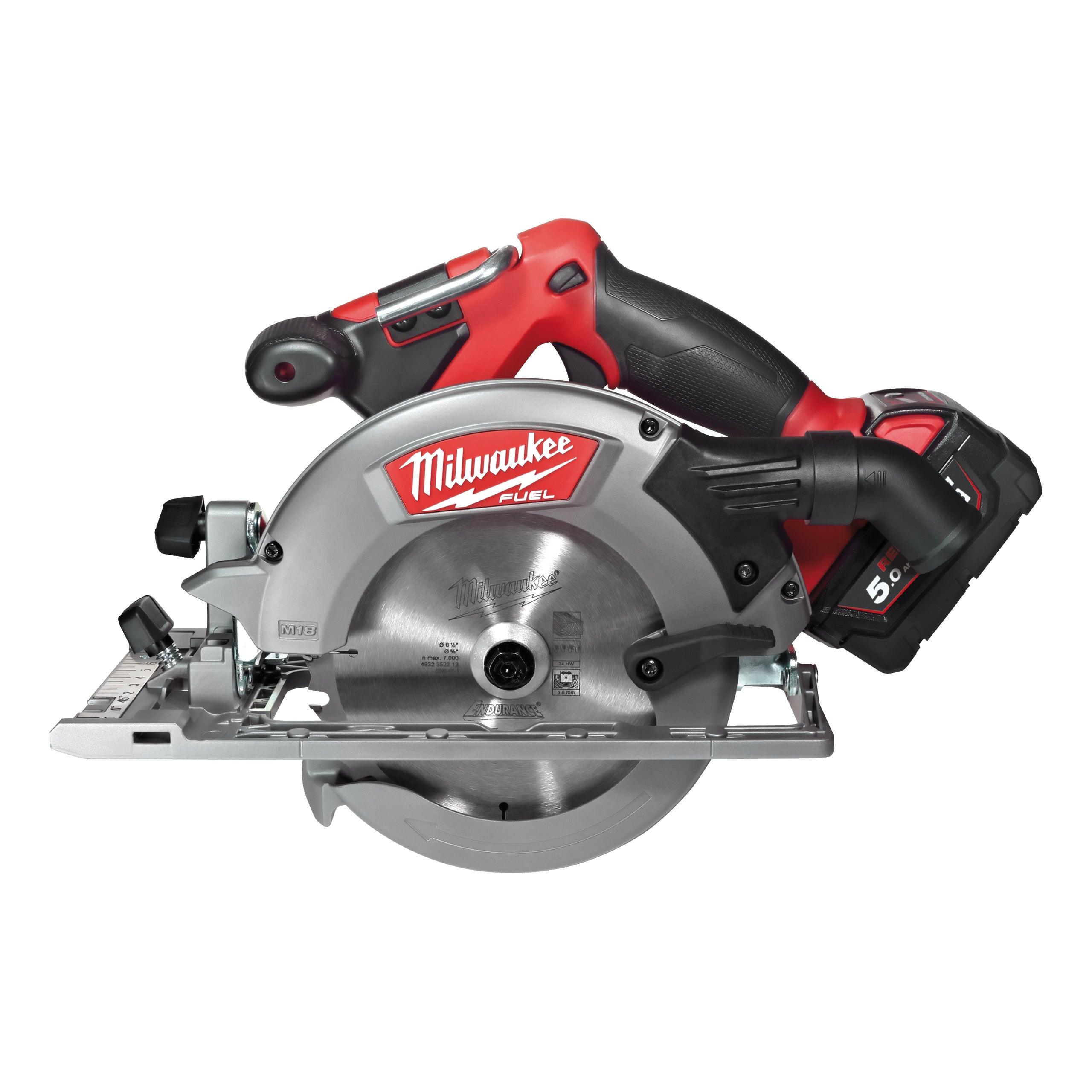 Fierăstrău circular pentru lemn și plastic M18 FUEL™ 55 mm Milwaukee M18CCS55-502X, cod 4933451376, 2 x M18 B5 acumulator, M12-18 FC încărcător, cutie HD - BIG STORE (Dynamic Tools SRL)