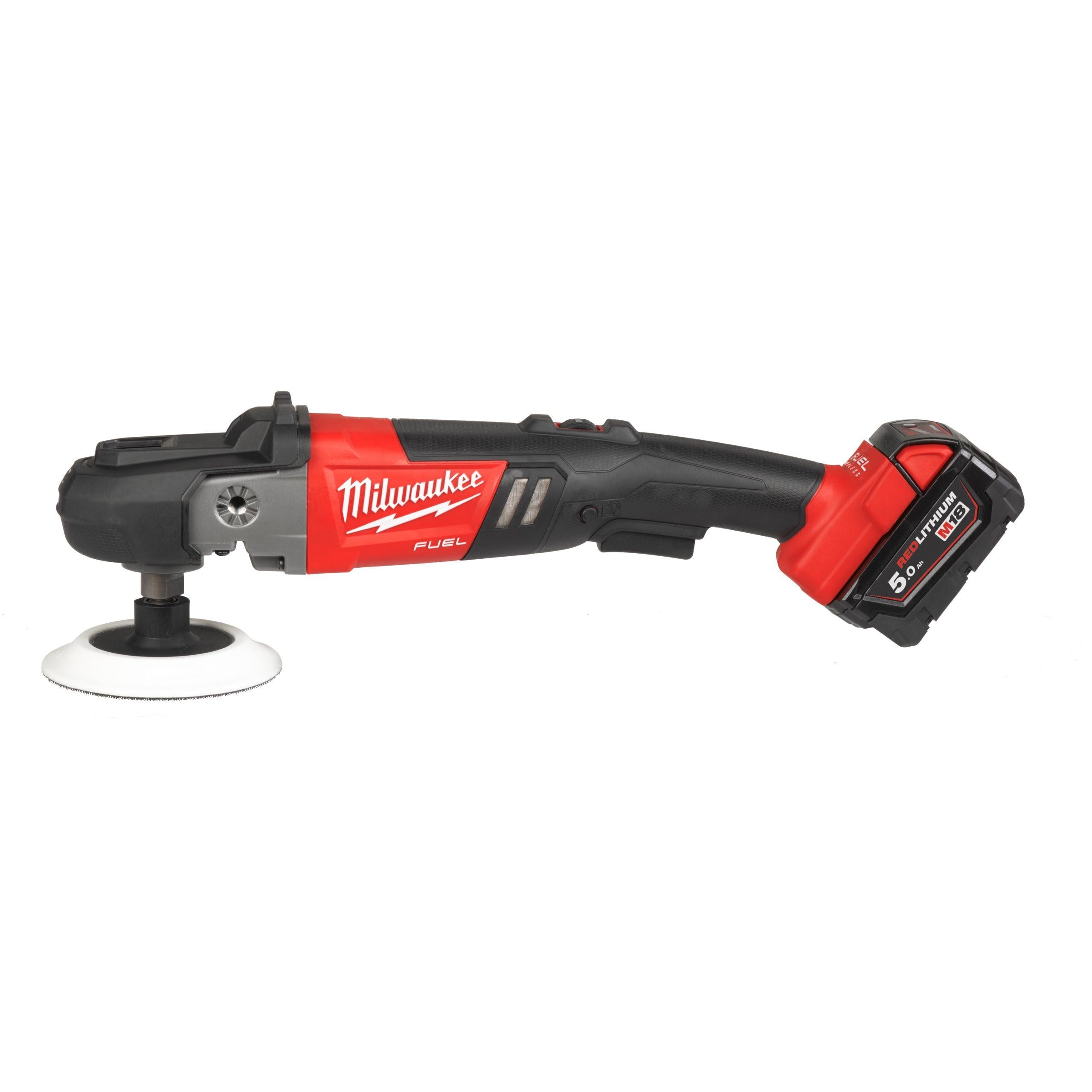 Mașină de polișat M18 FUEL™ Milwaukee M18FAP180-502X, cod 4933451550, 2 x M18 B5 acumulator, M12-18 FC încărcător, cutie HD - BIG STORE (Dynamic Tools SRL)