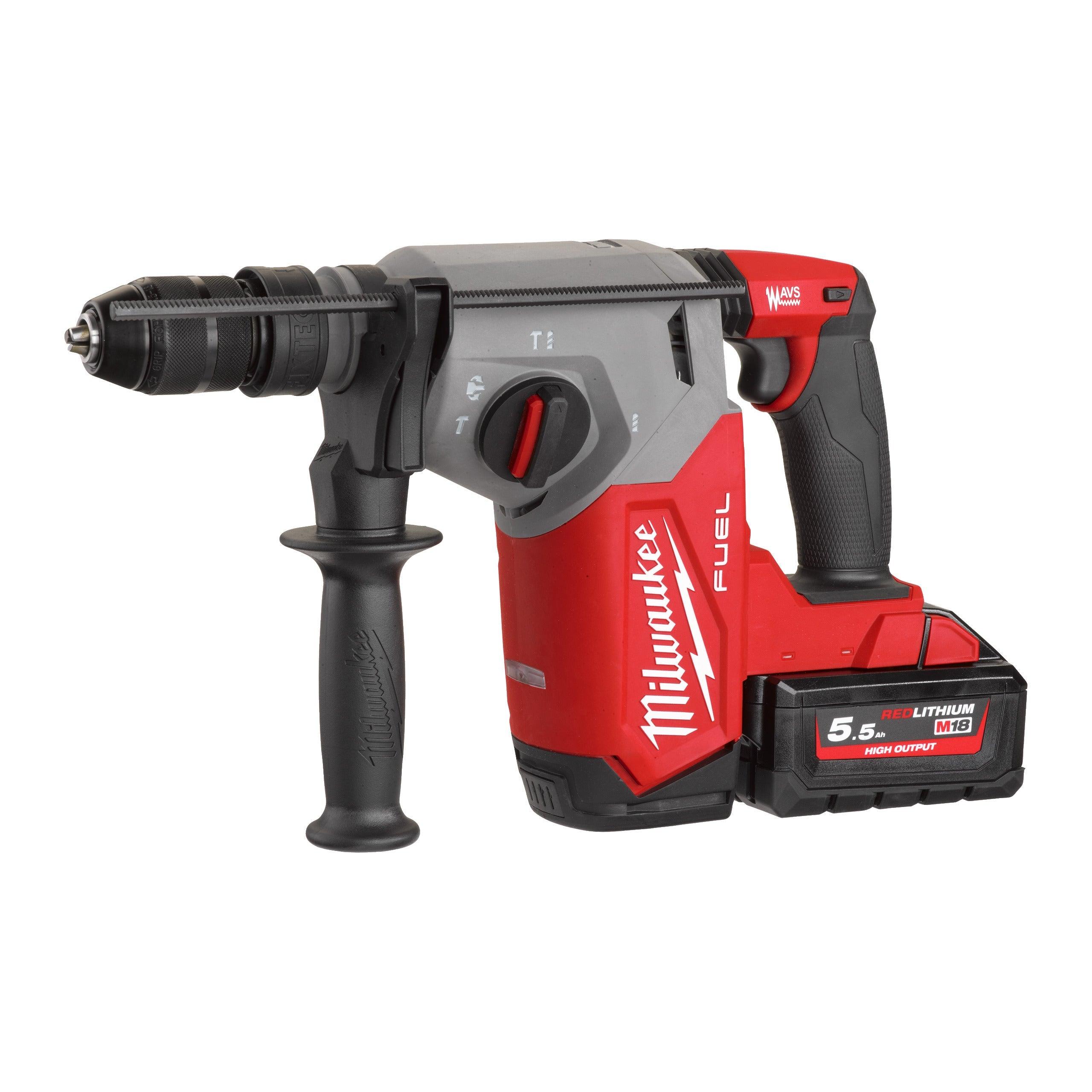 Ciocan rotopercutor SDS-Plus 26 mm cu 4 funcții și mandrină FIXTEC™ M18 FUEL™ Milwaukee M18FHX-552X, cod 4933478889, 2 x M18 HB5,5 acumulator, M12-18 FC încărcător, cutie HD - BIG STORE (Dynamic Tools SRL)