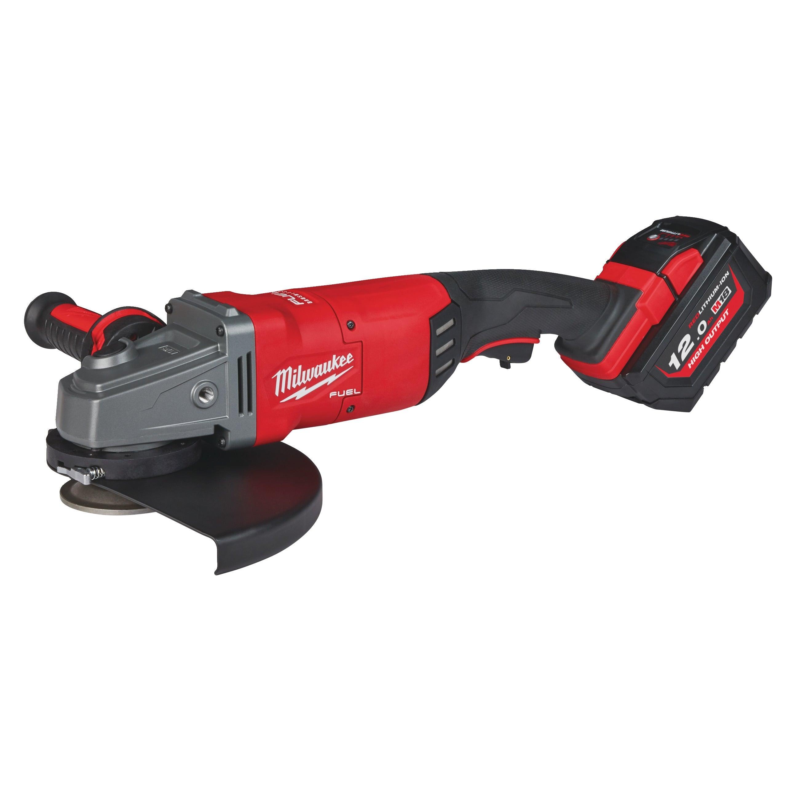 Polizor unghiular 230 mm cu comutator tip clapetă M18 FUEL™ Milwaukee M18FLAG230XPDB-121C, cod 4933464115, 1 x M18 HB12 acumulator, M12-18 FC încărcător, cutie plastic - BIG STORE (Dynamic Tools SRL)