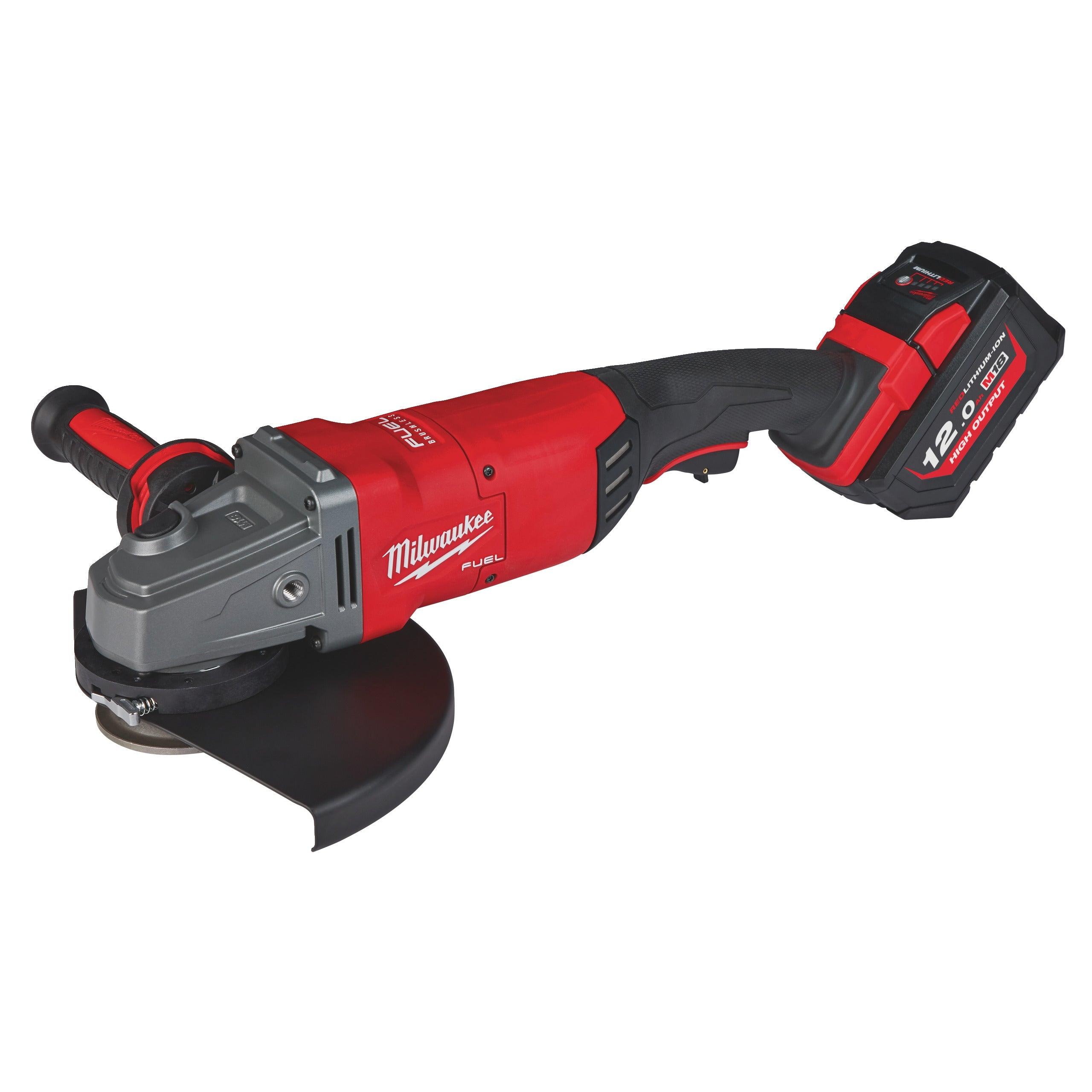 Polizor unghiular 230 mm cu comutator tip clapetă M18 FUEL™ Milwaukee M18FLAG230XPDB-121C, cod 4933464115, 1 x M18 HB12 acumulator, M12-18 FC încărcător, cutie plastic - BIG STORE (Dynamic Tools SRL)