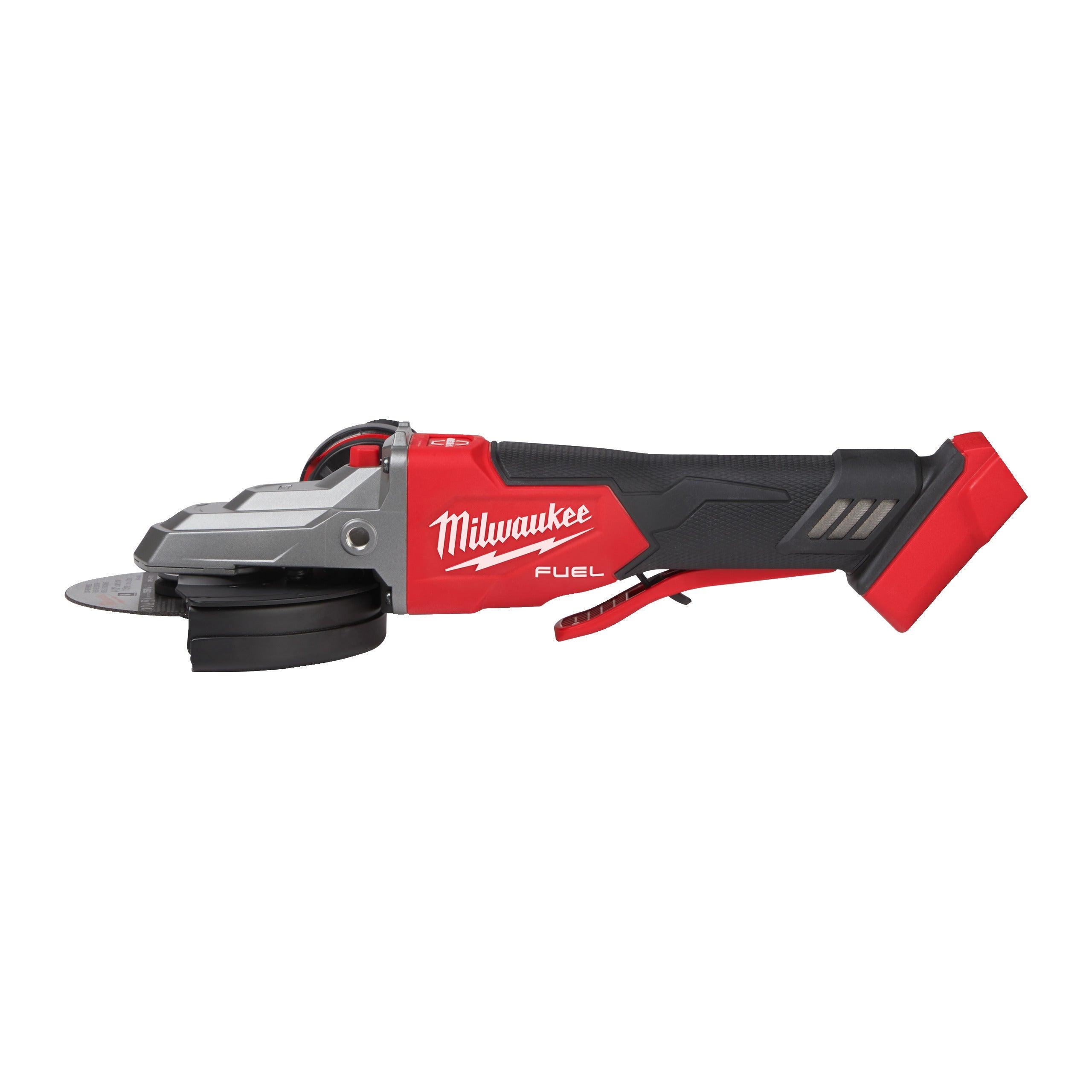 Polizor unghiular 125 mm cu cap plat, frânare și comutator tip clapetă M18 FUEL™ Milwaukee M18FSAGF125XPDB-0X, cod 4933478439, fără acumulator, fără încărcător, cutie HD - BIG STORE (Dynamic Tools SRL)