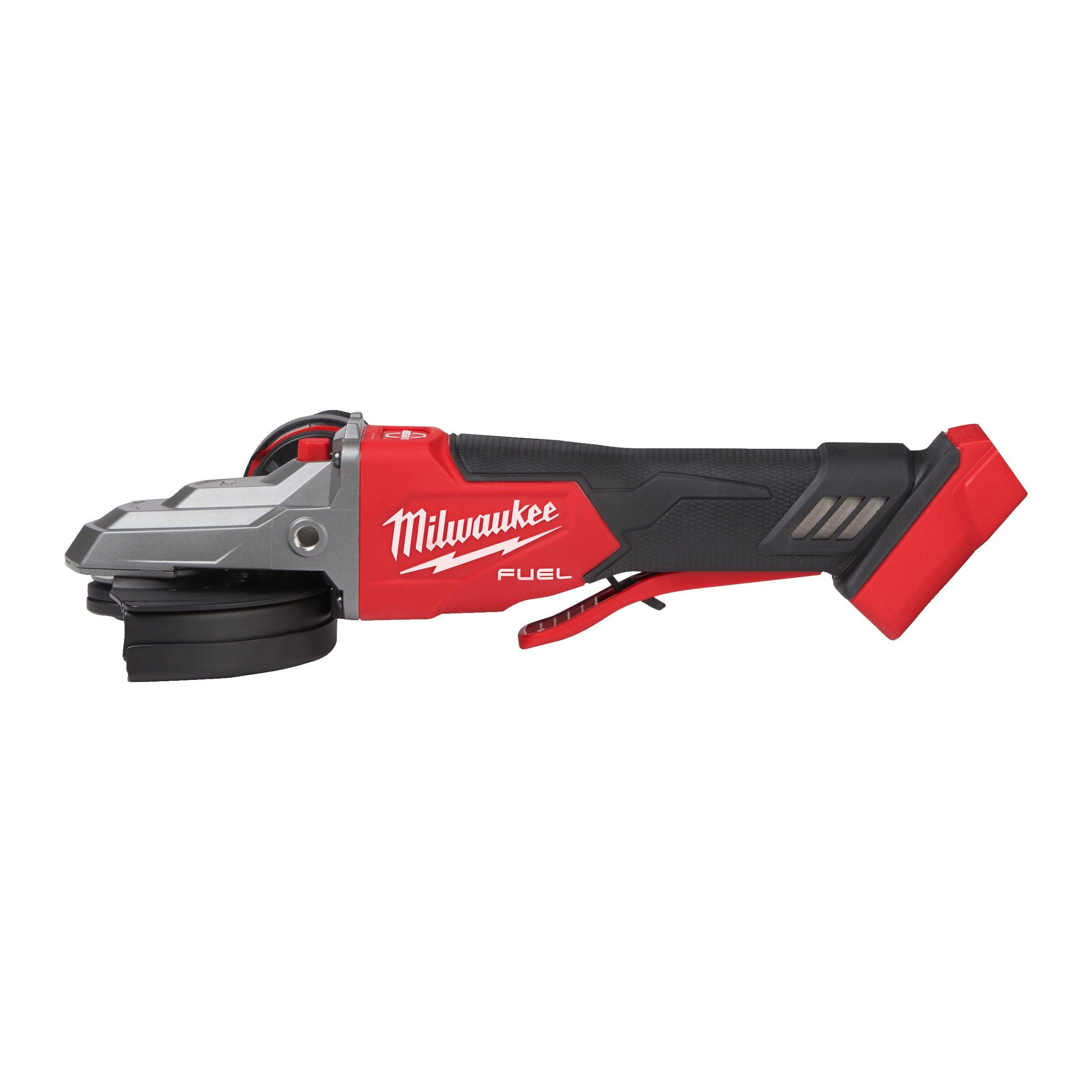 Polizor unghiular 125 mm cu cap plat, frânare și comutator tip clapetă M18 FUEL™ Milwaukee M18FSAGF125XPDB-0X, cod 4933478439, fără acumulator, fără încărcător, cutie HD - BIG STORE (Dynamic Tools SRL)