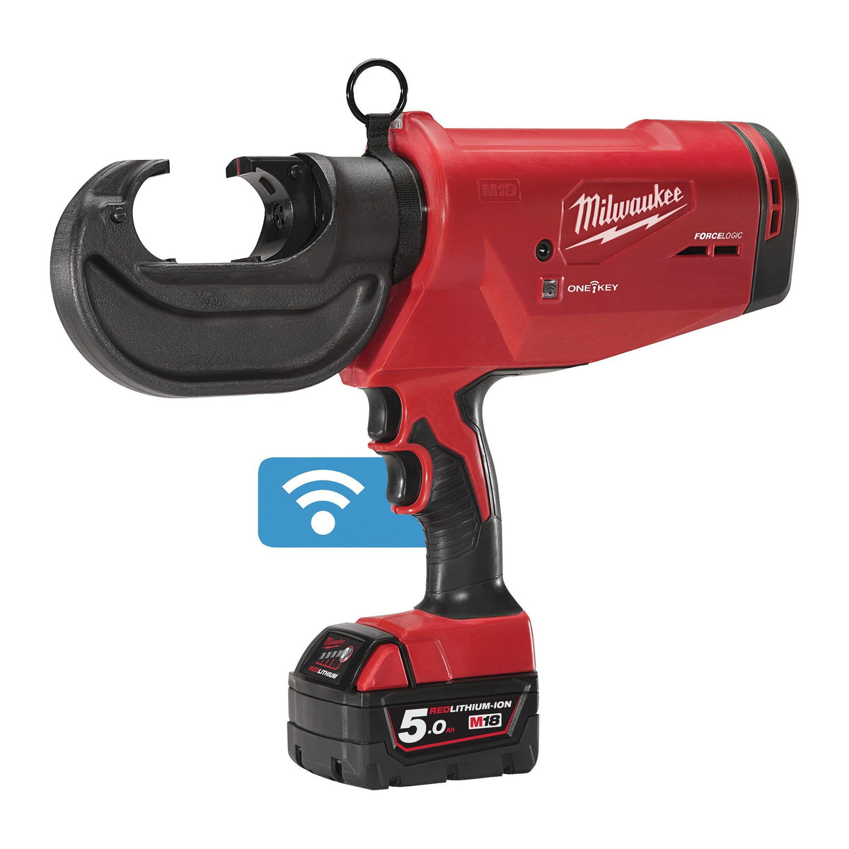 Presă hidraulică pentru cabluri 109 kN M18™ FORCE LOGIC™ Milwaukee M18HCCT109/42-522C, 1 x acumulator M18 B5, 1 x acumulator M18 B2, 1 x încărcător M12-18 FC, cutie plastic, cod 4933459273 - BIG STORE (Dynamic Tools SRL)