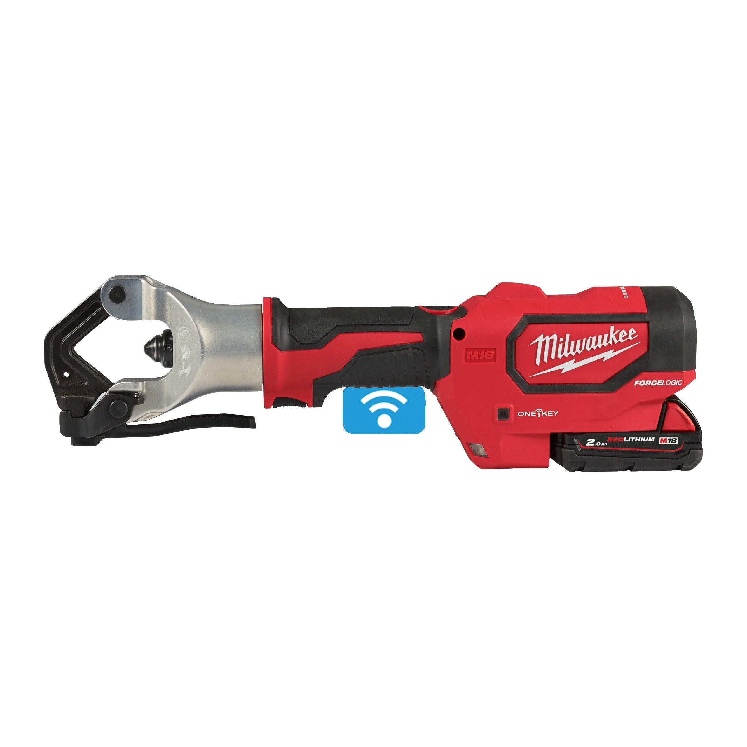 Sertizor fără bacuri M18™ FORCE LOGIC™ Milwaukee M18HDCT-202C, 2 x M18 B2 acumulator, M12-18 C încărcător, cutie plastic, cod 4933471950 - BIG STORE (Dynamic Tools SRL)