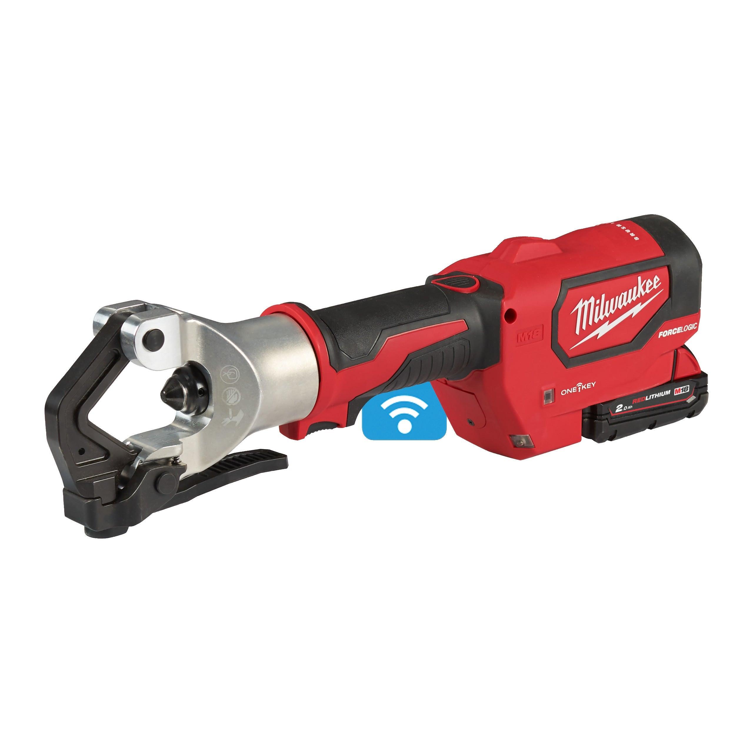 Sertizor fără bacuri M18™ FORCE LOGIC™ Milwaukee M18HDCT-202C, 2 x M18 B2 acumulator, M12-18 C încărcător, cutie plastic, cod 4933471950 - BIG STORE (Dynamic Tools SRL)