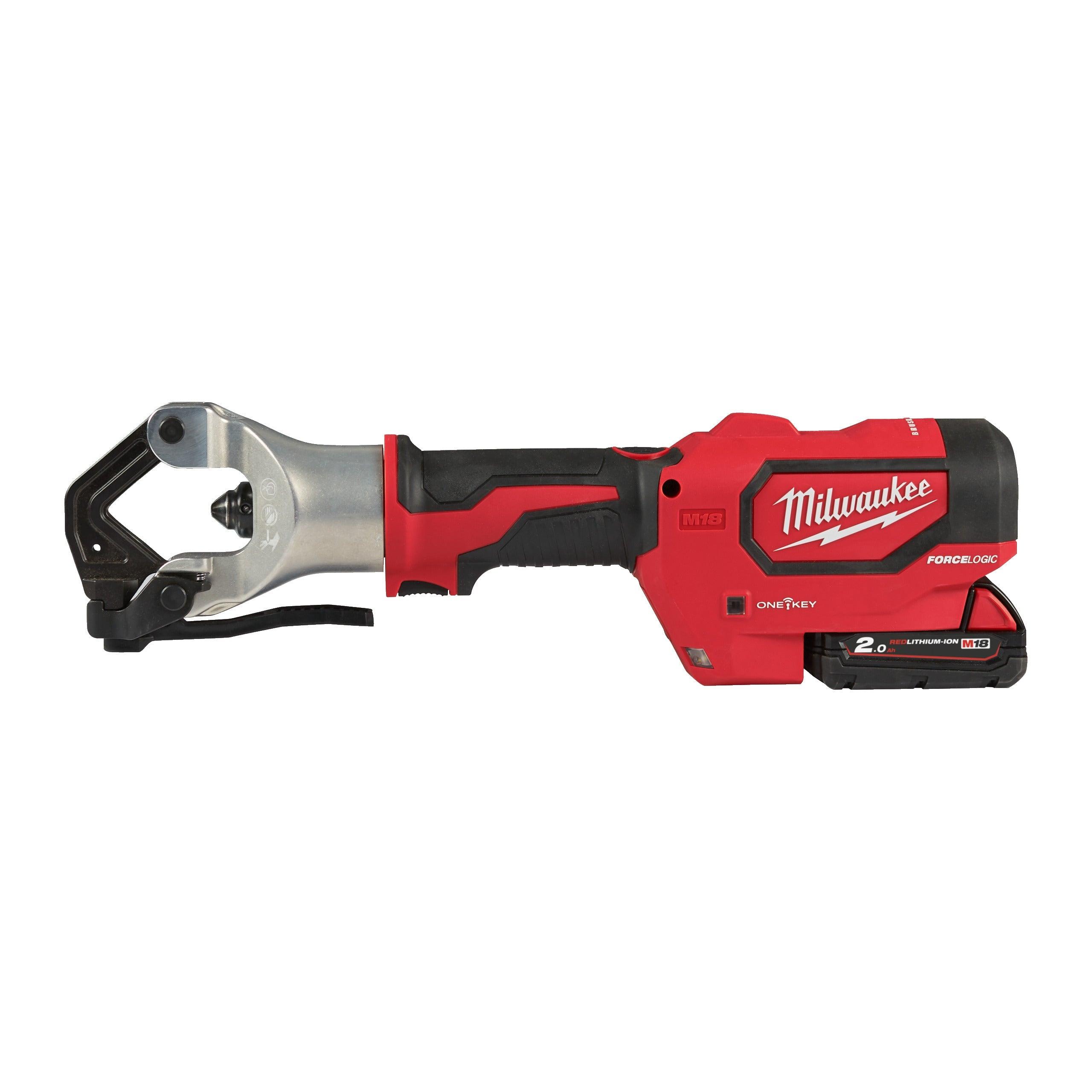 Sertizor fără bacuri M18™ FORCE LOGIC™ Milwaukee M18HDCT-202C, 2 x M18 B2 acumulator, M12-18 C încărcător, cutie plastic, cod 4933471950 - BIG STORE (Dynamic Tools SRL)