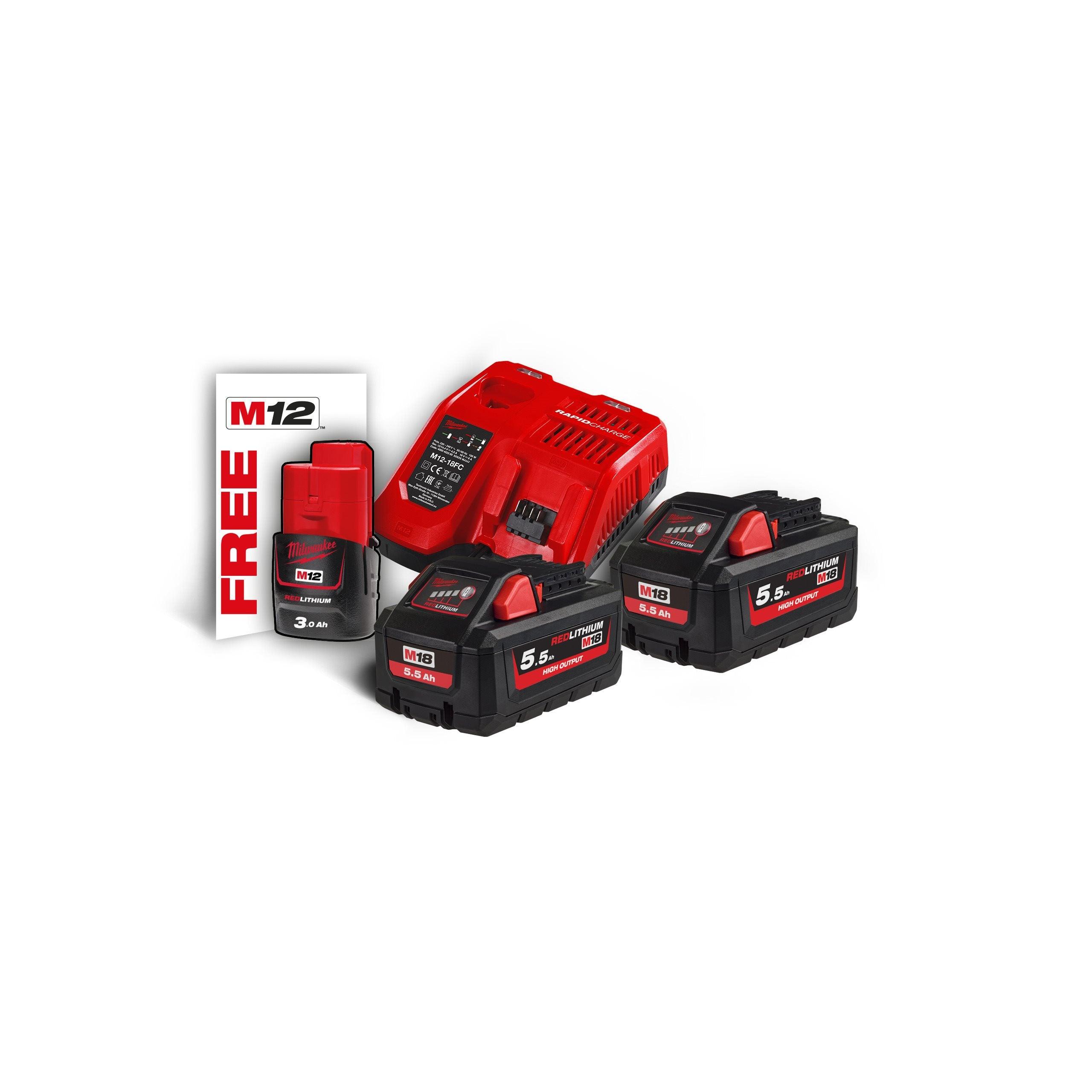 Set acumulatori și încărcător 18V, Milwaukee HIGH-OUTPUT™ M18HNRG-552, cod 4933464713 - BIG STORE (Dynamic Tools SRL)