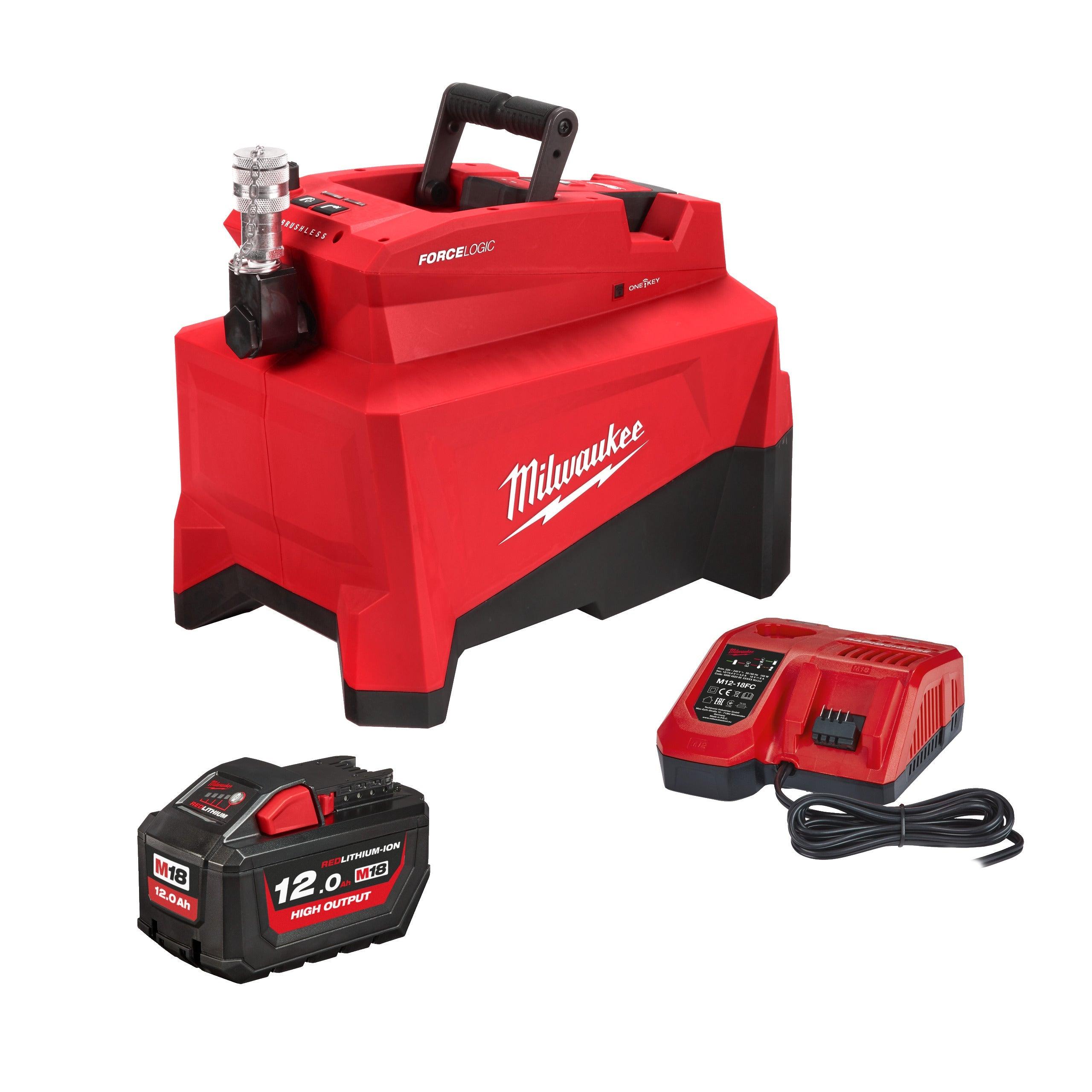 Pompă hidraulică utilitară M18™ Milwaukee M18HUP700-121, cod 4933471813, 1 x M18 HB12 acumulator, M12-18 FC încărcător, fără cutie - BIG STORE (Dynamic Tools SRL)