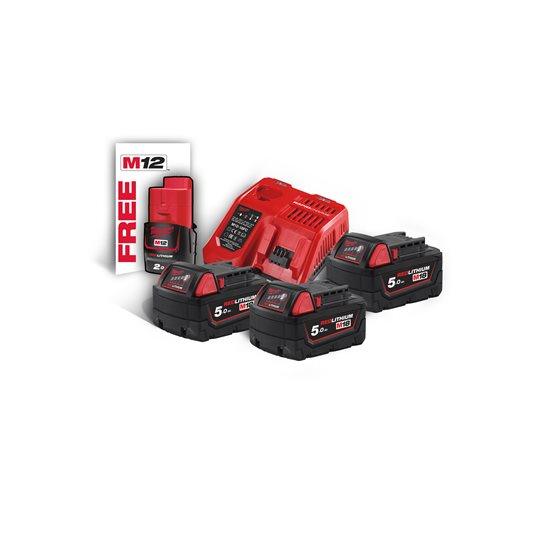 Set acumulatori Milwaukee (3 x M18*5,0Ah, 1 x M12*2,0Ah) și încărcător M12-18 FC, 4933451423 - BIG STORE (Dynamic Tools SRL)