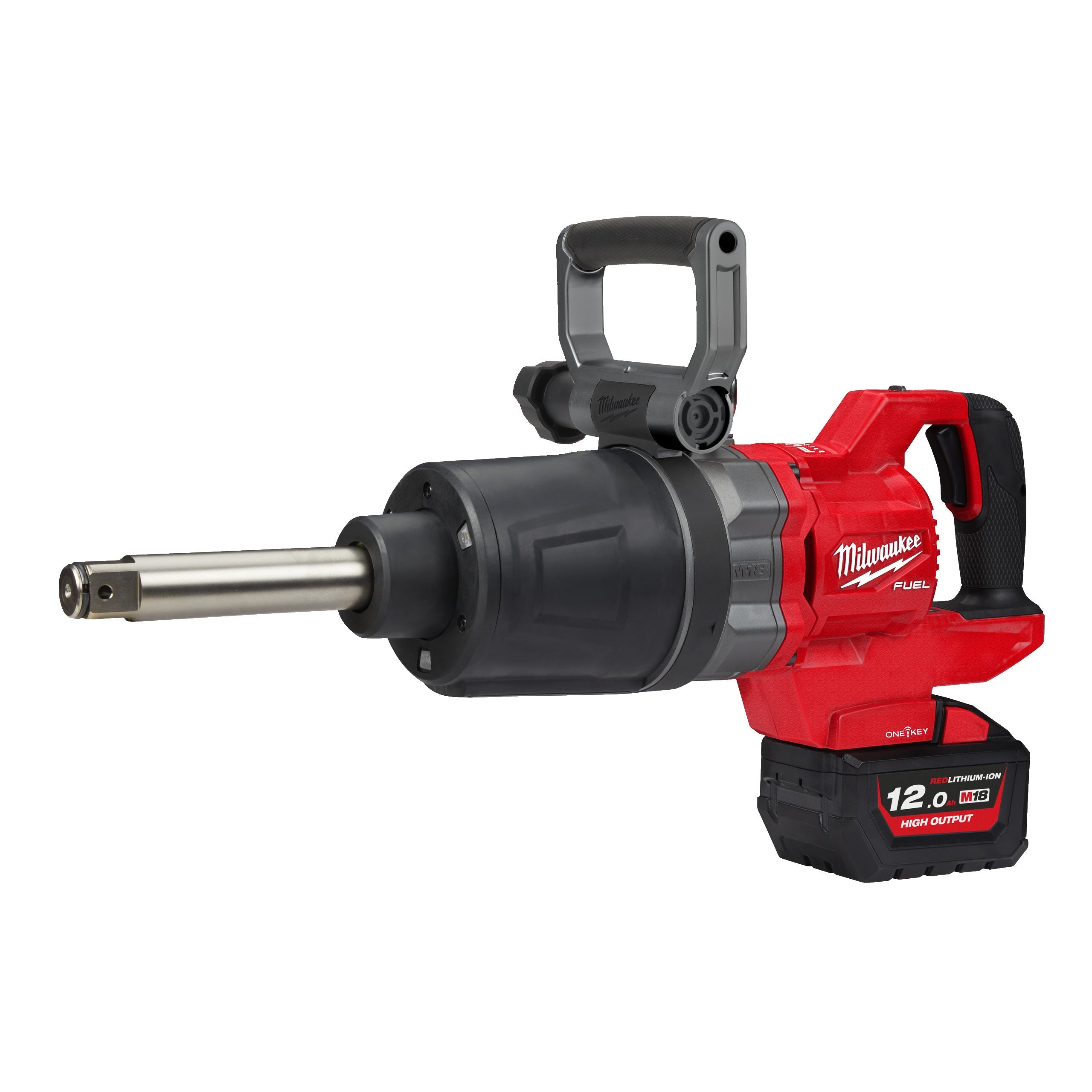 Cheie de impact Milwaukee 1″ 2576Nm 18V M18ONEFHIWF1D-121C, ONE-KEY™ M18 FUEL™ cu mâner-D, cuplu ridicat, inel de fixare și gât lung, cod 4933471756, 1 x M18 HB12 acumulator, M12-18 FC încărcător, cutie plastic - BIG STORE (Dynamic Tools SRL)