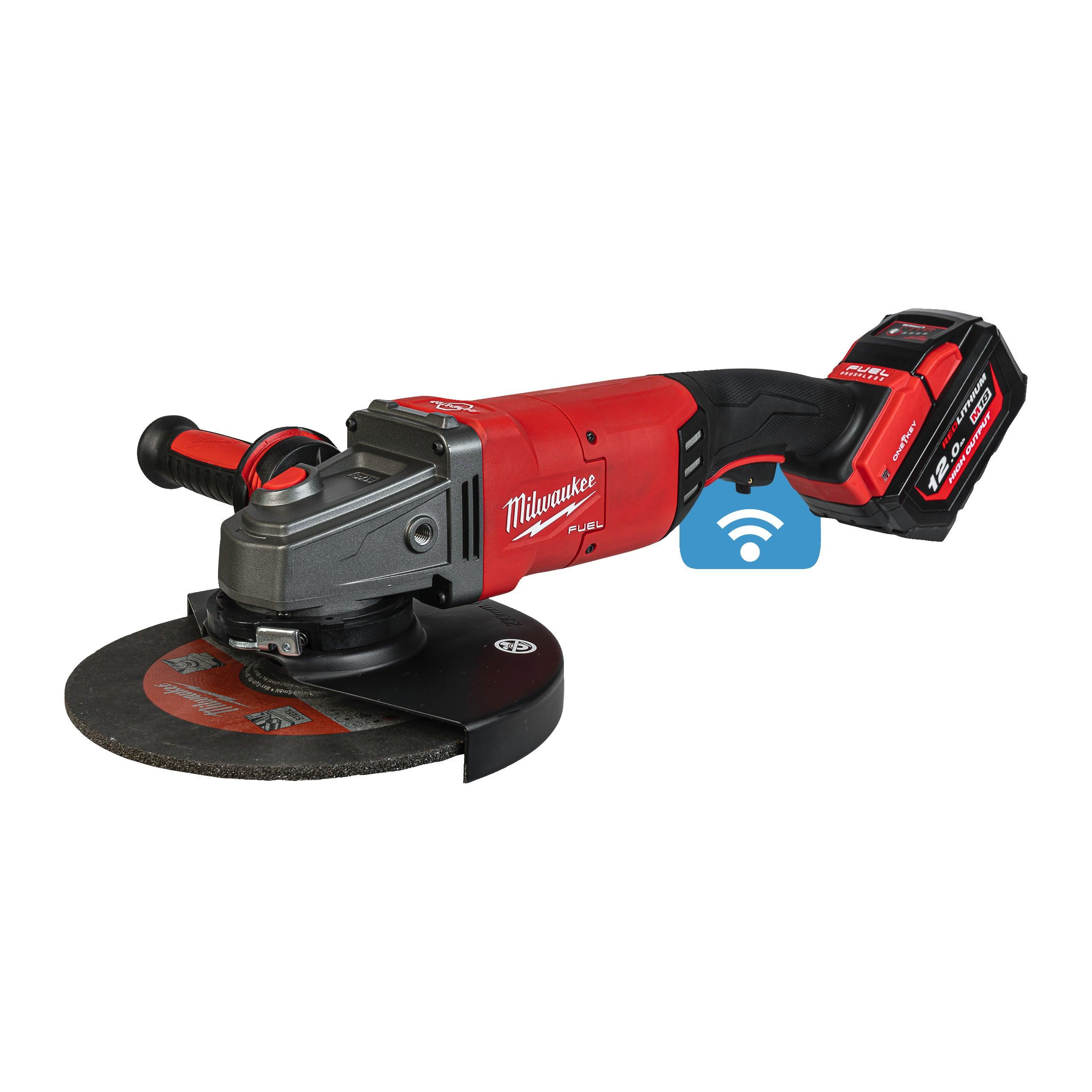 Polizor Milwaukee M18 ONEFLAG230XPDB-122C, 230MM, cu frânare și comutator tip clapetă, FUEL™, ONE-KEY™, 2 x M18 HB12, 1 x încărcător M12-18 FC, 1 x cutie plastic, cod 4933478783 - BIG STORE (Dynamic Tools SRL)