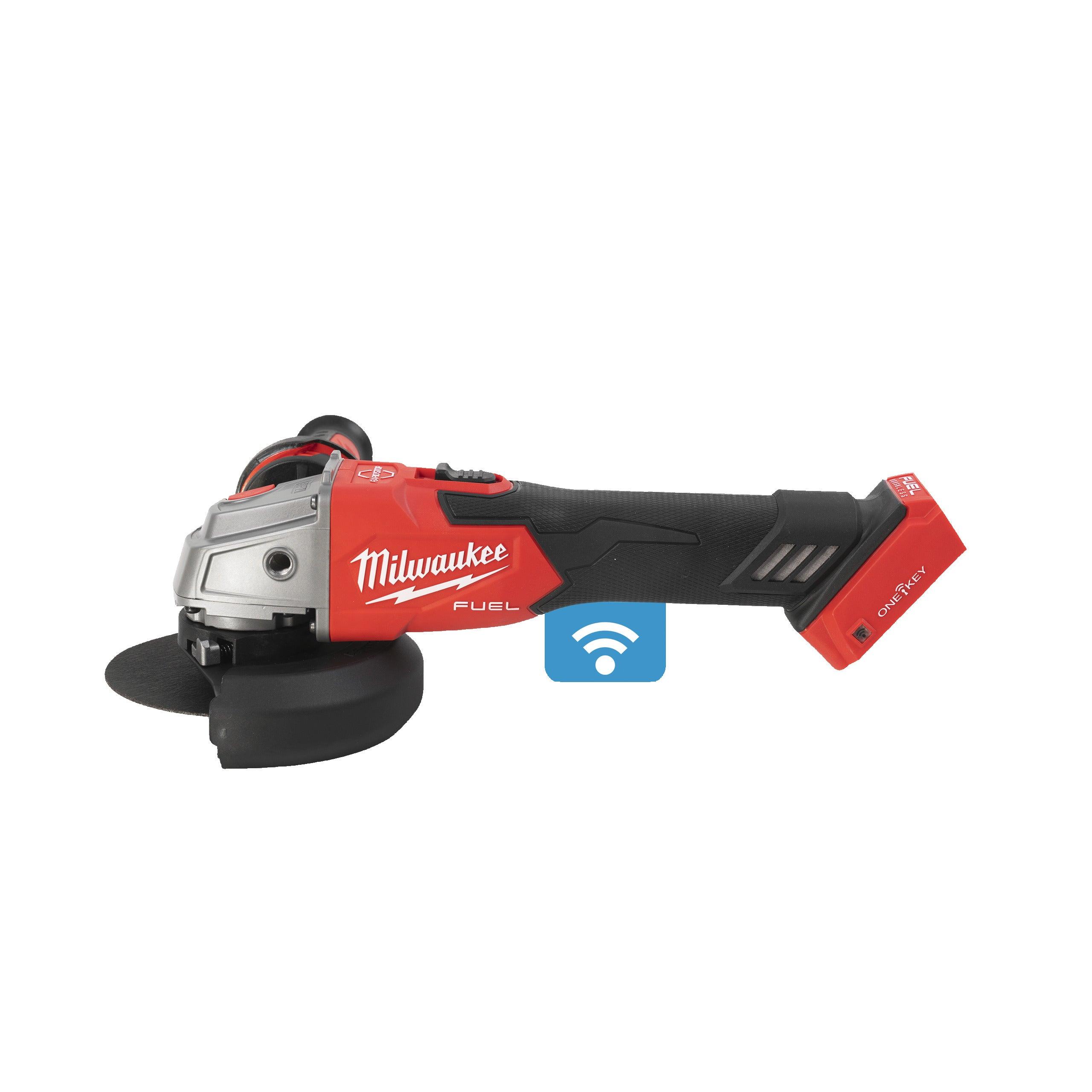 Polizor unghiular 125 mm cu frânare și comutator culisant M18 FUEL™ ONE-KEY™ Milwaukee M18ONEFSAG125XB-0X, cod 4933478433, fără acumulator, fără încărcător, cutie HD - BIG STORE (Dynamic Tools SRL)