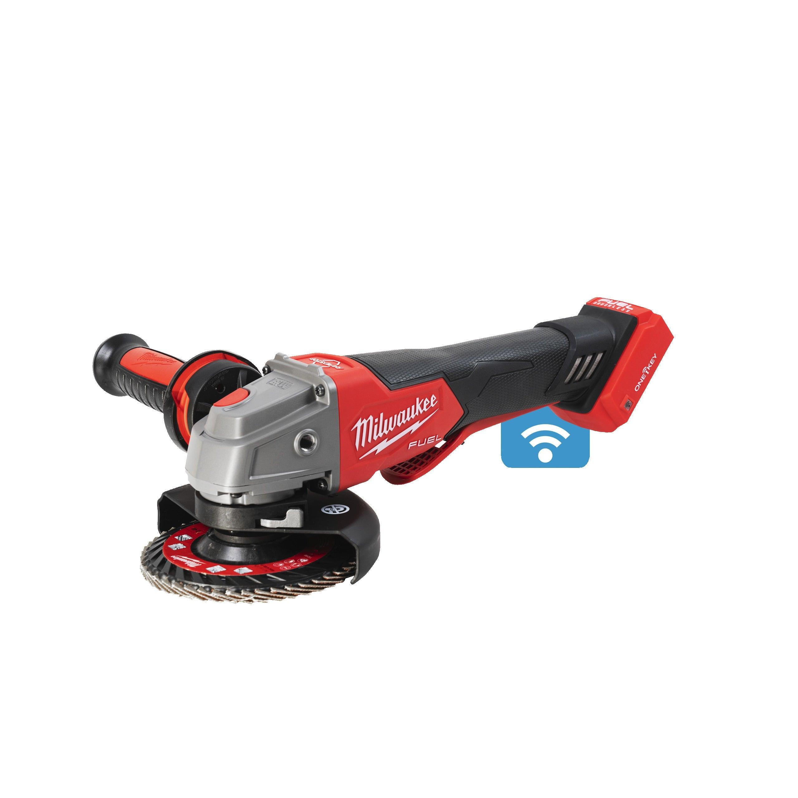 Polizor unghiular 125 mm cu frânare și comutator tip clapetă M18 FUEL™ ONE-KEY™ Milwaukee M18ONEFSAG125XPDB-0X, fără acumulator, fără încărcător, cutie HD, cod 4933478434 - BIG STORE (Dynamic Tools SRL)