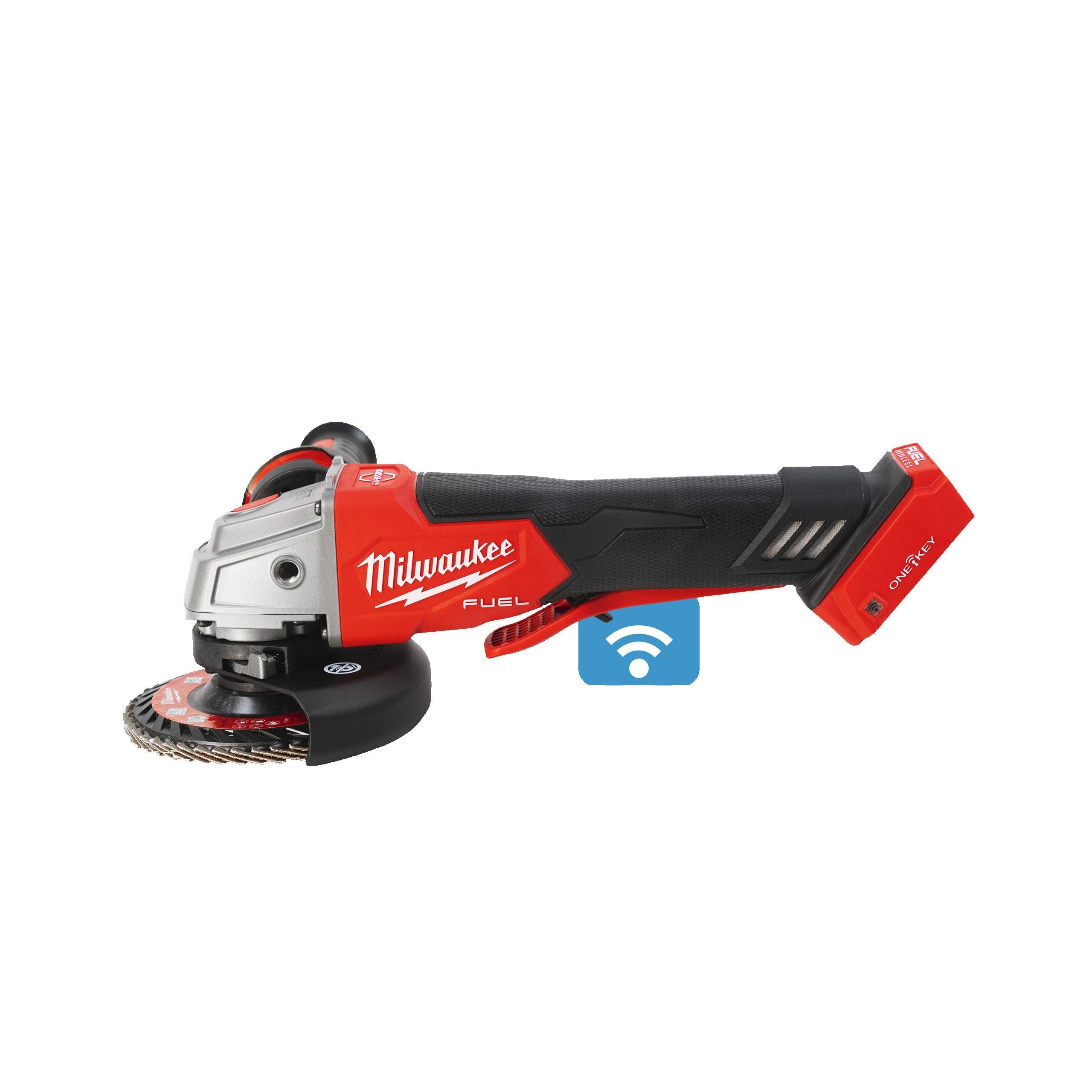 Polizor unghiular 125 mm cu frânare și comutator tip clapetă M18 FUEL™ ONE-KEY™ Milwaukee M18ONEFSAG125XPDB-0X, fără acumulator, fără încărcător, cutie HD, cod 4933478434 - BIG STORE (Dynamic Tools SRL)