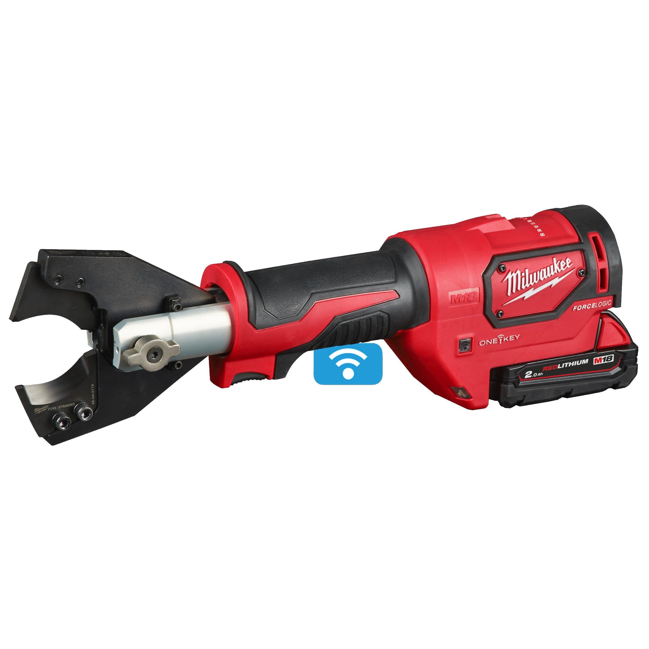 Dispozitiv hidraulic tăiere cablu 35 mm M18™ FORCE LOGIC™ Milwaukee M18ONEHCC-201, cod 4933464309, 1 x M18 B2 acumulator, M12-18 C încărcător, cutie plastic - BIG STORE (Dynamic Tools SRL)