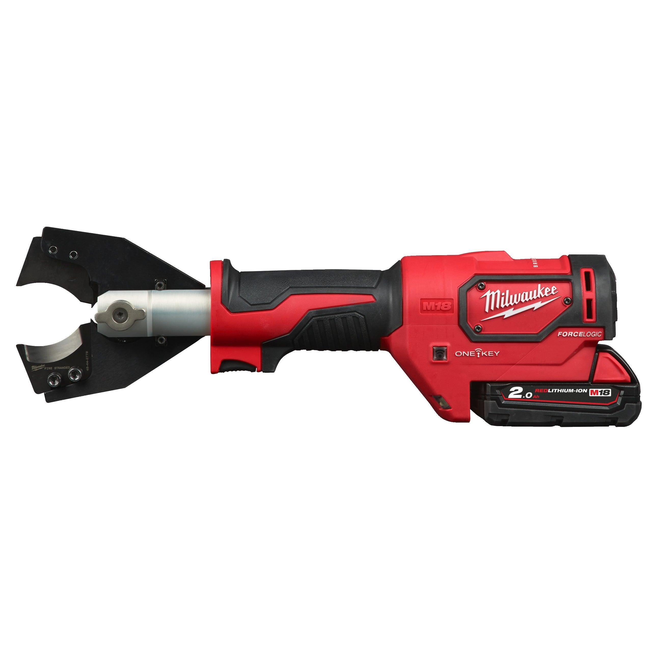 Dispozitiv hidraulic tăiere cablu 35 mm M18™ FORCE LOGIC™ Milwaukee M18ONEHCC-201, cod 4933464309, 1 x M18 B2 acumulator, M12-18 C încărcător, cutie plastic - BIG STORE (Dynamic Tools SRL)