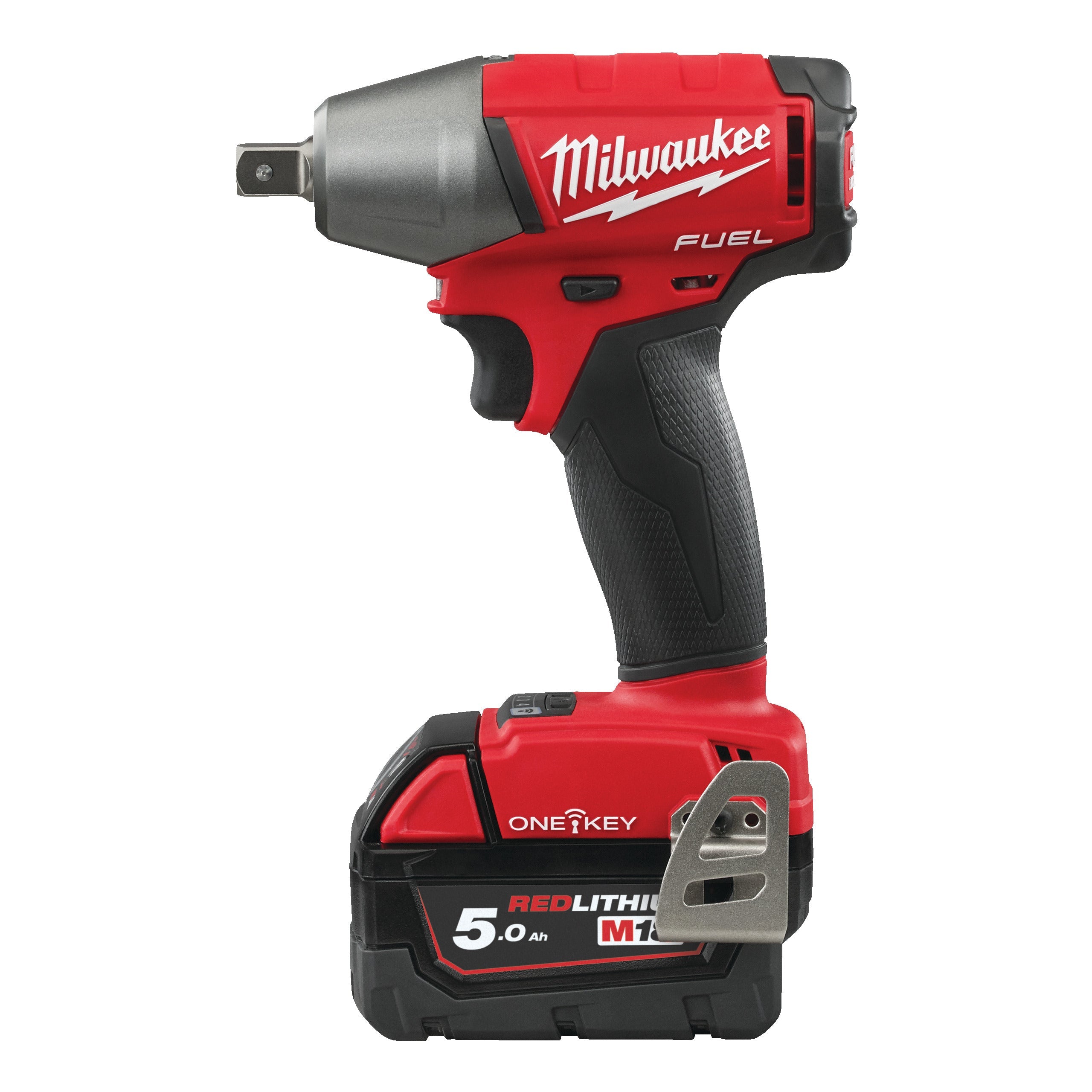 Cheie de impact Milwaukee 1/2″ 300Nm 18V M18ONEIWP12-502X, ONE-KEY™ M18 FUEL™ cu pin de blocare, cod 4933451372, 2 x M18 B5 acumulator, M12-18 FC încărcător, cutie HD - BIG STORE (Dynamic Tools SRL)
