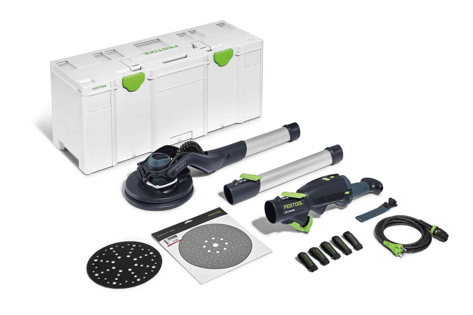 Șlefuitor de pereți cu braț telescopic Festool PLANEX LHS 2 225 EQI-Plus, cod 575990 + CADOU: 1 x set foi abrazive 205656 + 1 x set foi abrazive 205662 - BIG STORE (Dynamic Tools SRL)