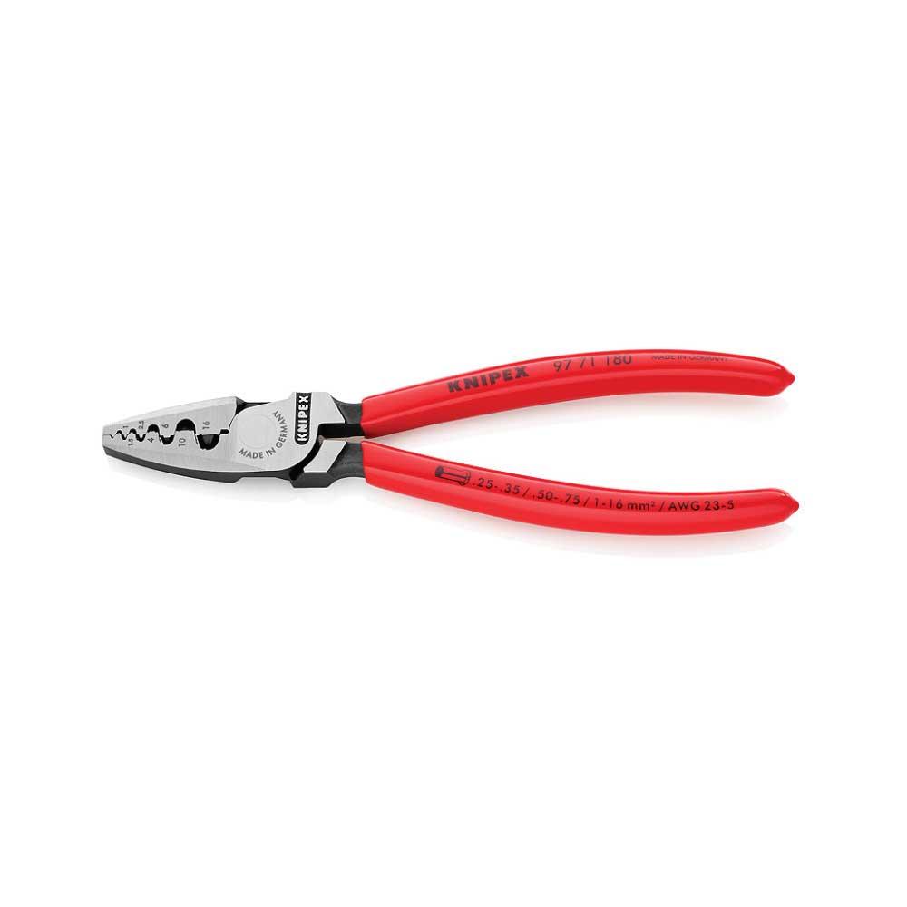 Clește de sertizare Knipex pentru ferule acoperite cu plastic, 180 mm, cod 9771180 - BIG STORE (Dynamic Tools SRL)
