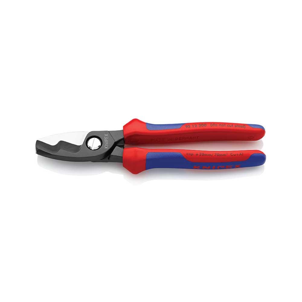 Foarfece de tăiat cabluri Knipex, cu tăiș dublu, cu manșoane multicomponent, 200 mm, cod 9512200 - BIG STORE (Dynamic Tools SRL)