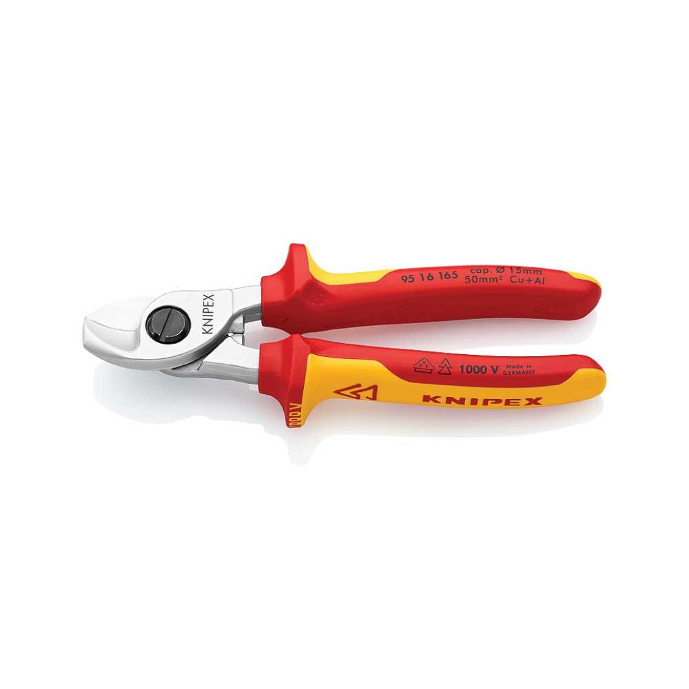 Foarfece de tăiat cabluri izolate Knipex, cu mânere multicomponent, testate VDE, 165 mm, cod 9516165 - BIG STORE (Dynamic Tools SRL)